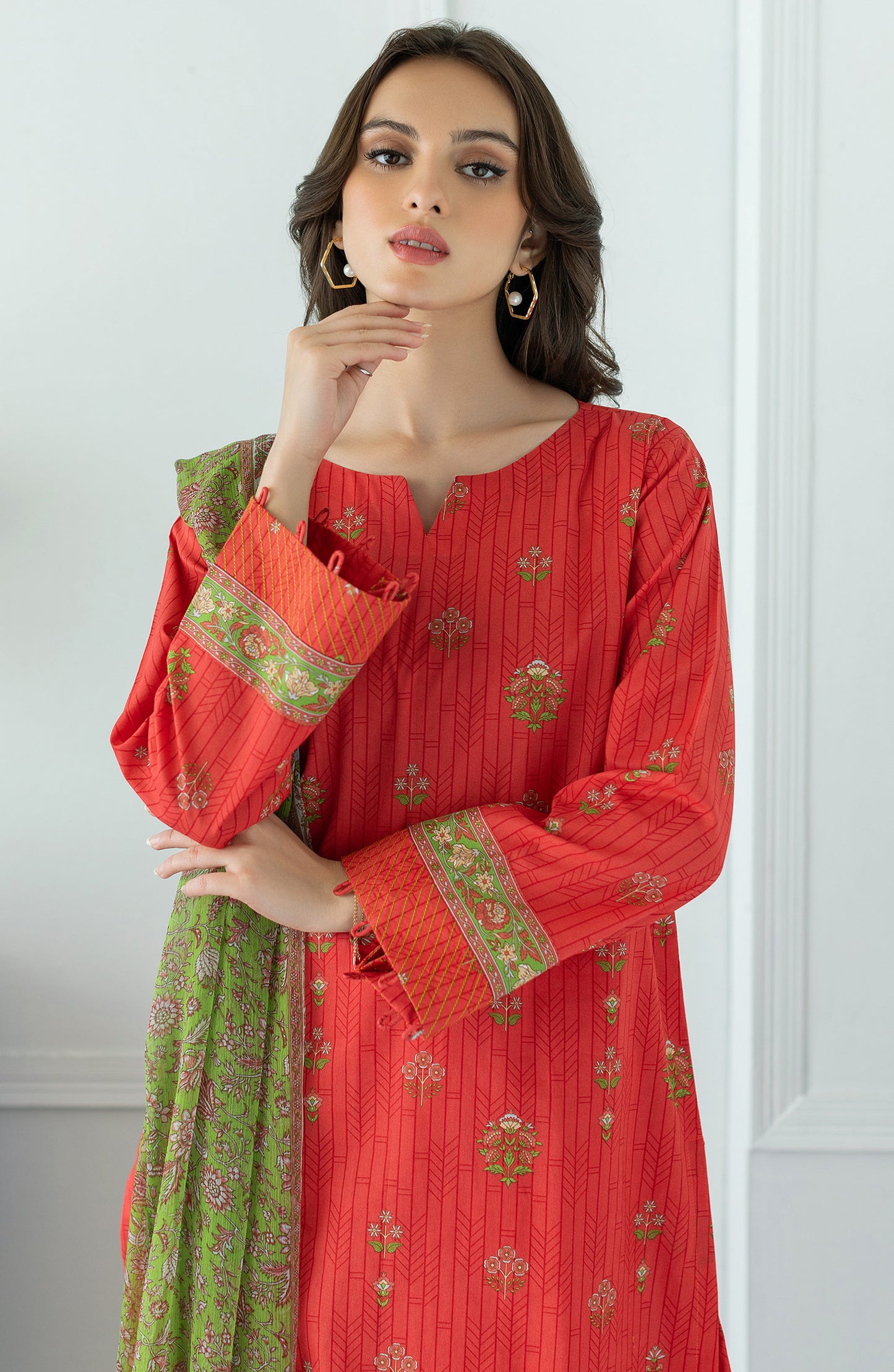 OTL-23-058/S RED LAWN  READY TO WEAR SHIRT DUPATTA PANTS