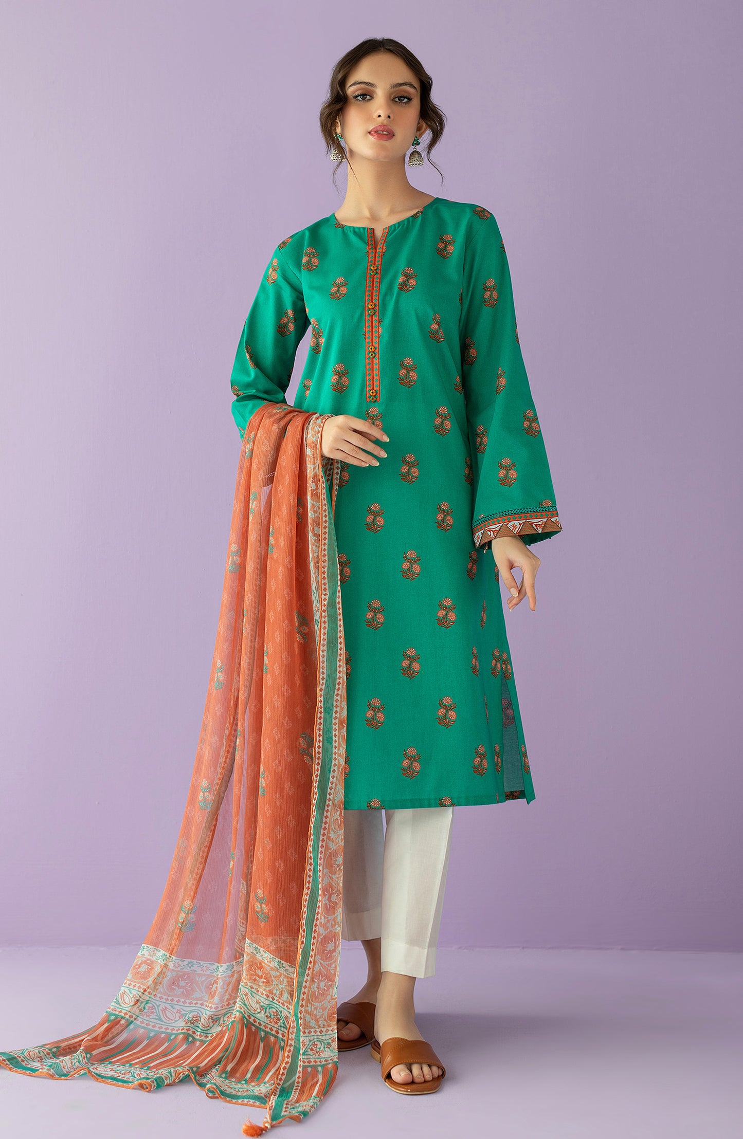 NRDS-23-055/U GREEN LAWN  UNSTITCHED SHIRT DUPATTA