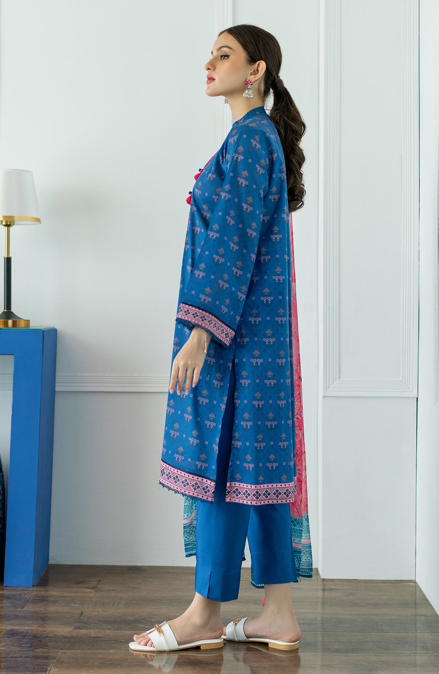 OTL-23-032/U BLUE LAWN  UNSTITCHED SHIRT DUPATTA PANTS
