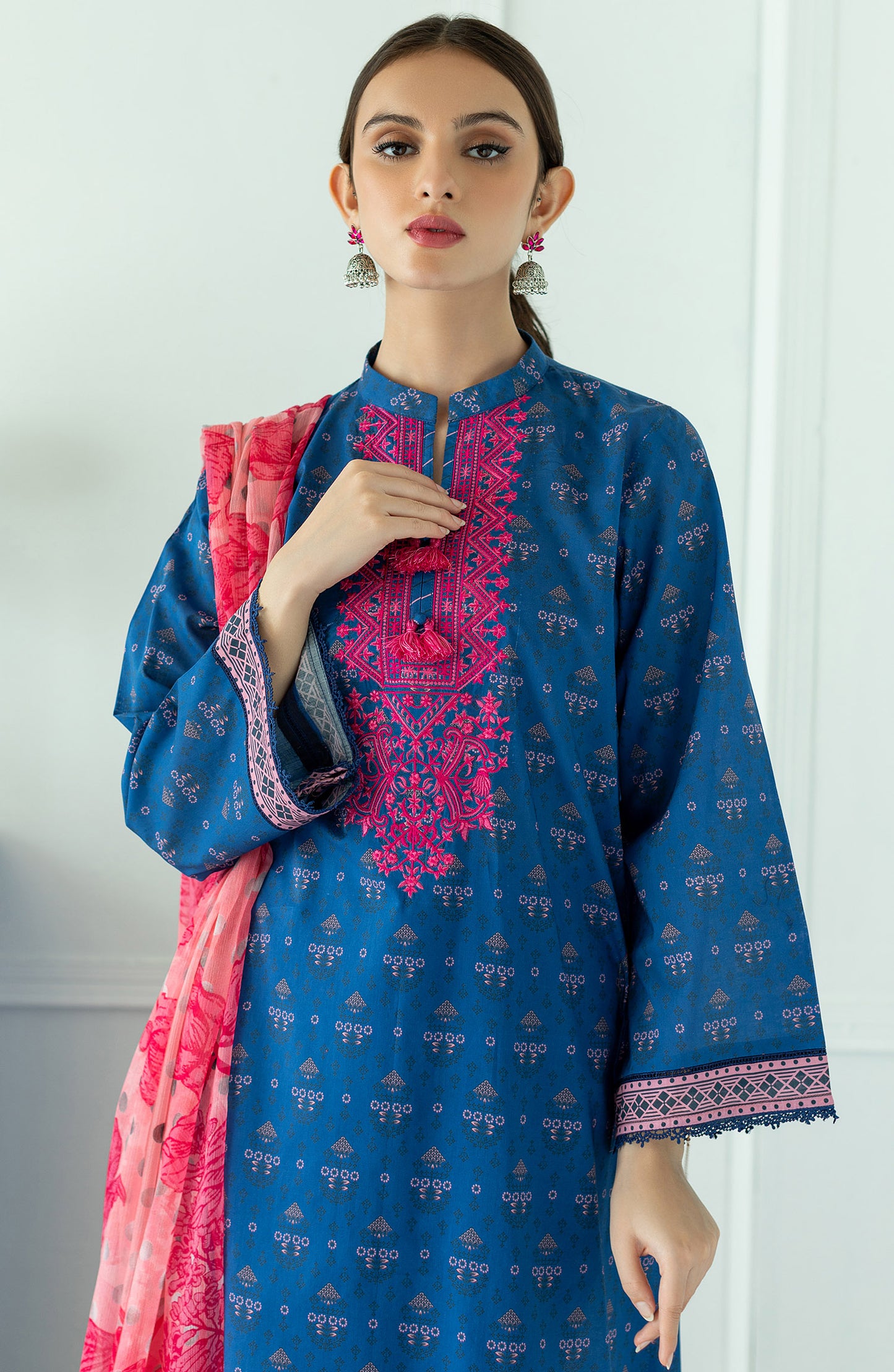 OTL-23-032/U BLUE LAWN  UNSTITCHED SHIRT DUPATTA PANTS