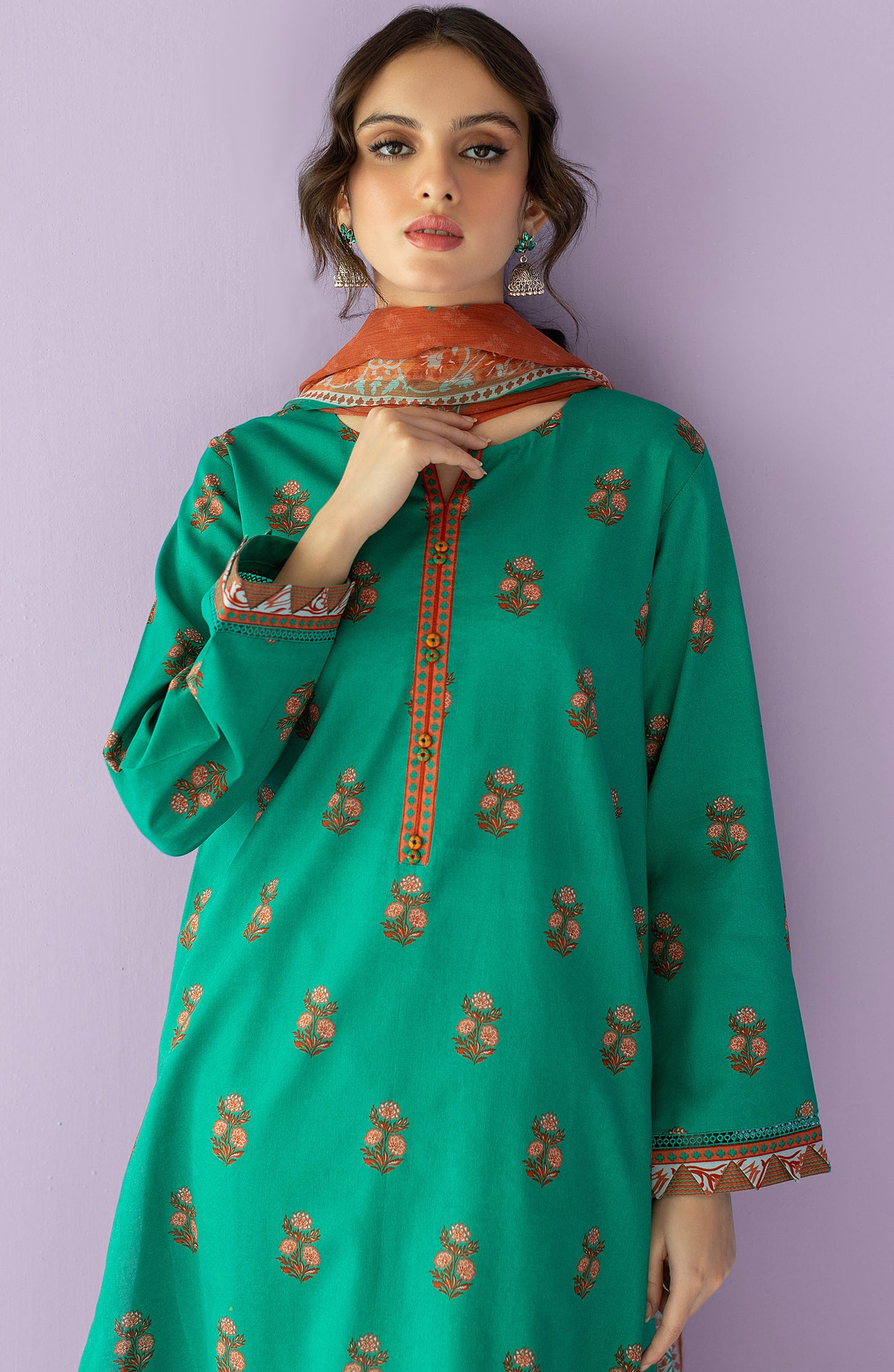 NRDS-23-055/U GREEN LAWN  UNSTITCHED SHIRT DUPATTA