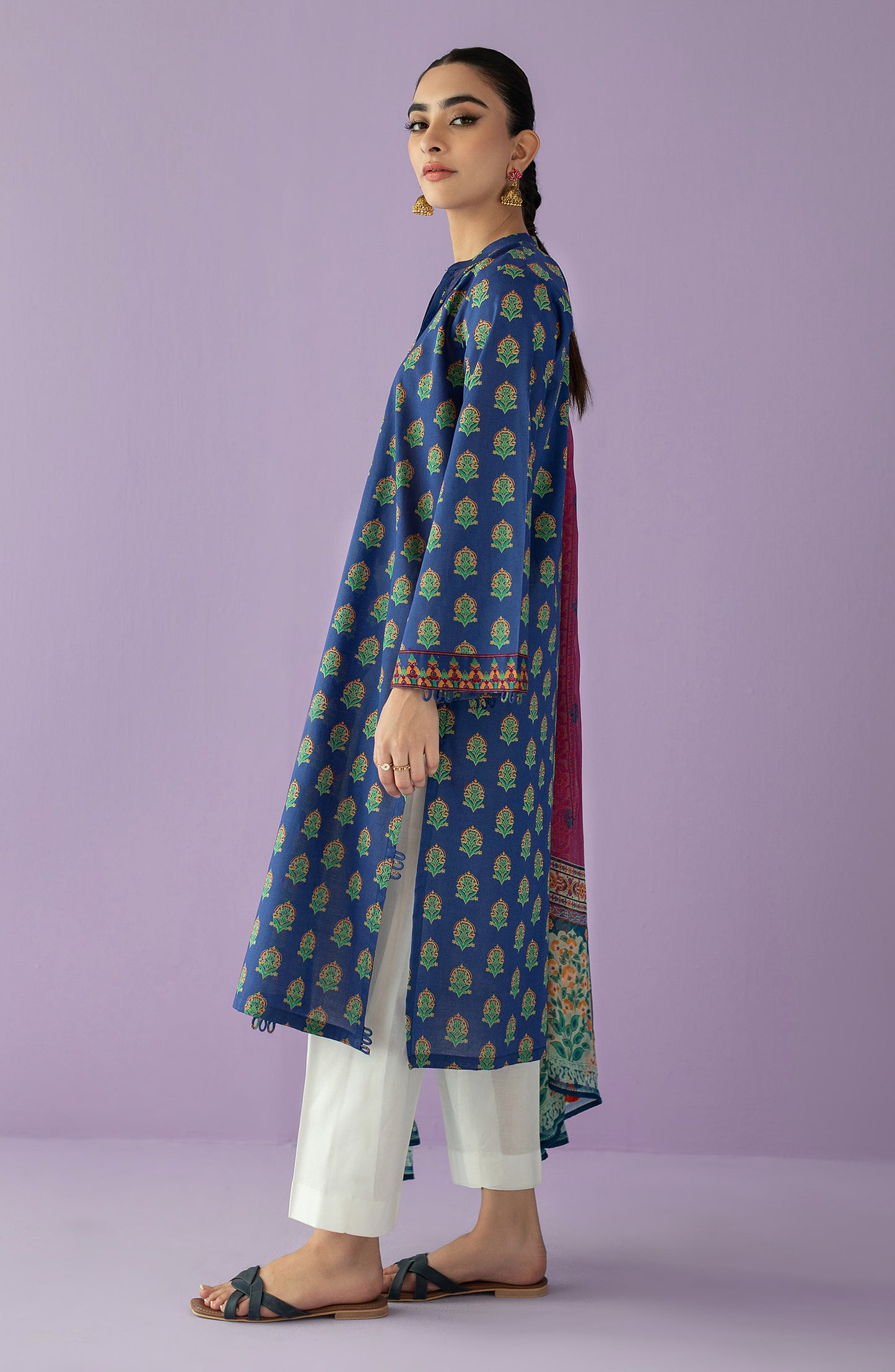 NRDS-23-048/U BLUE LAWN  UNSTITCHED SHIRT DUPATTA