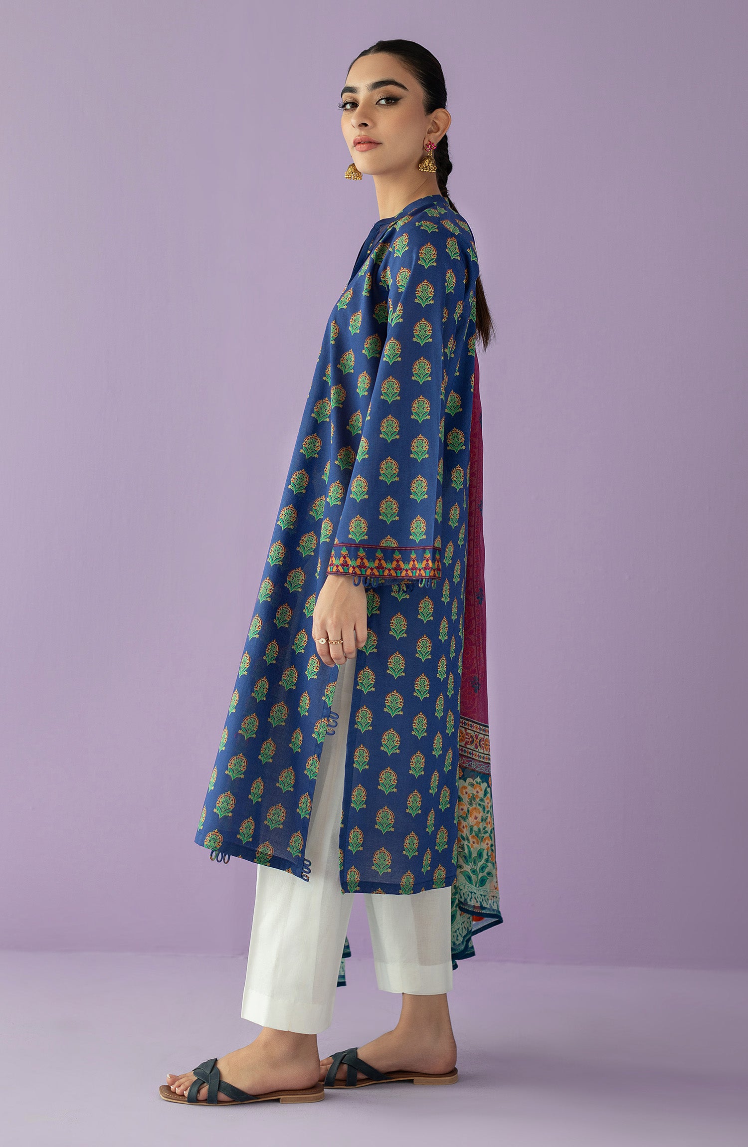 NRDS-23-048/U BLUE LAWN  UNSTITCHED SHIRT DUPATTA