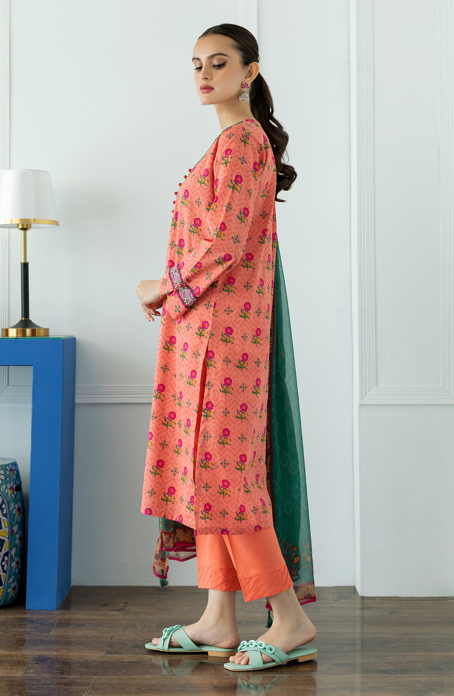 OTL-23-060/U PEACH LAWN  UNSTITCHED SHIRT DUPATTA PANTS