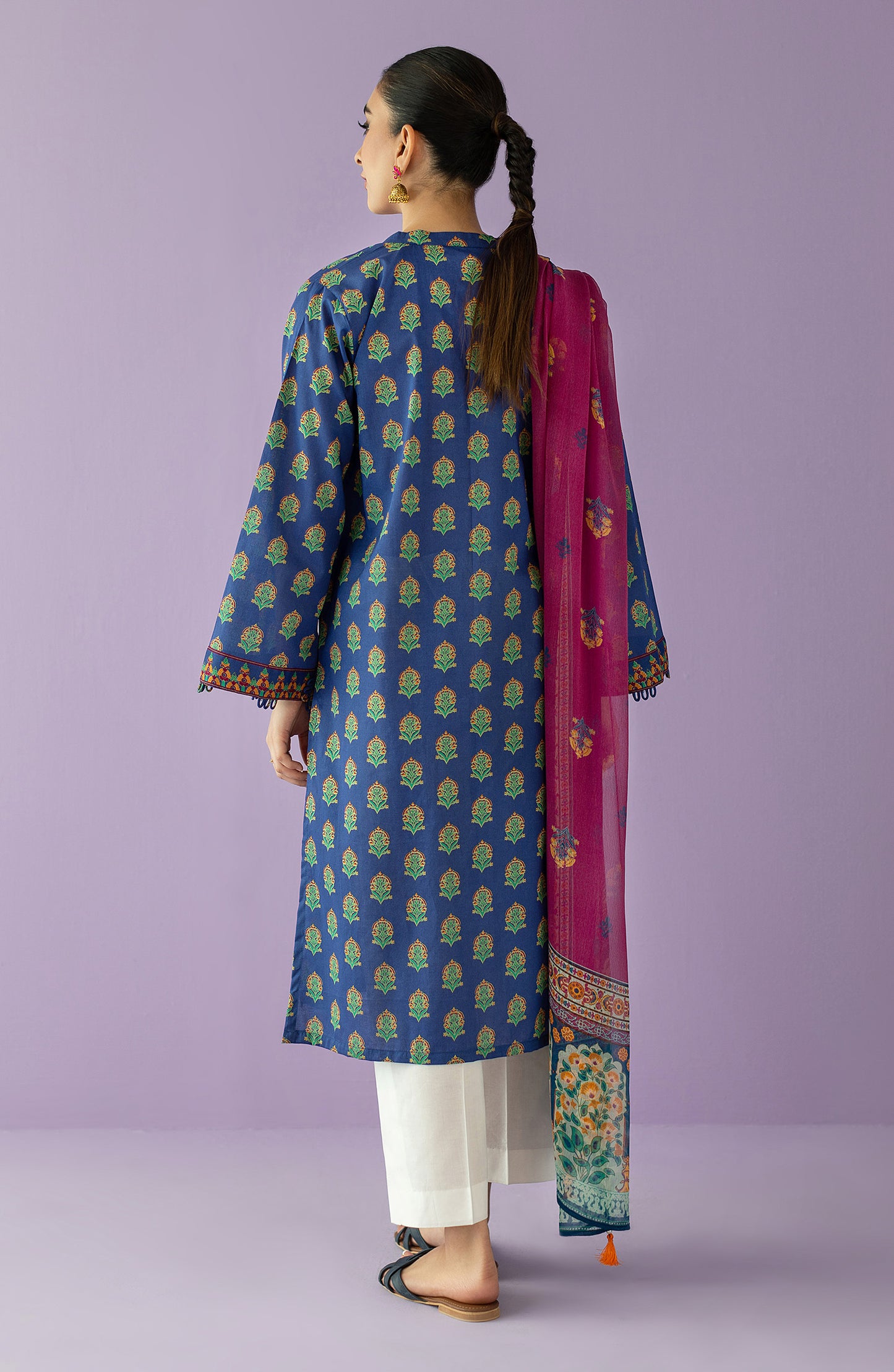 NRDS-23-048/U BLUE LAWN  UNSTITCHED SHIRT DUPATTA