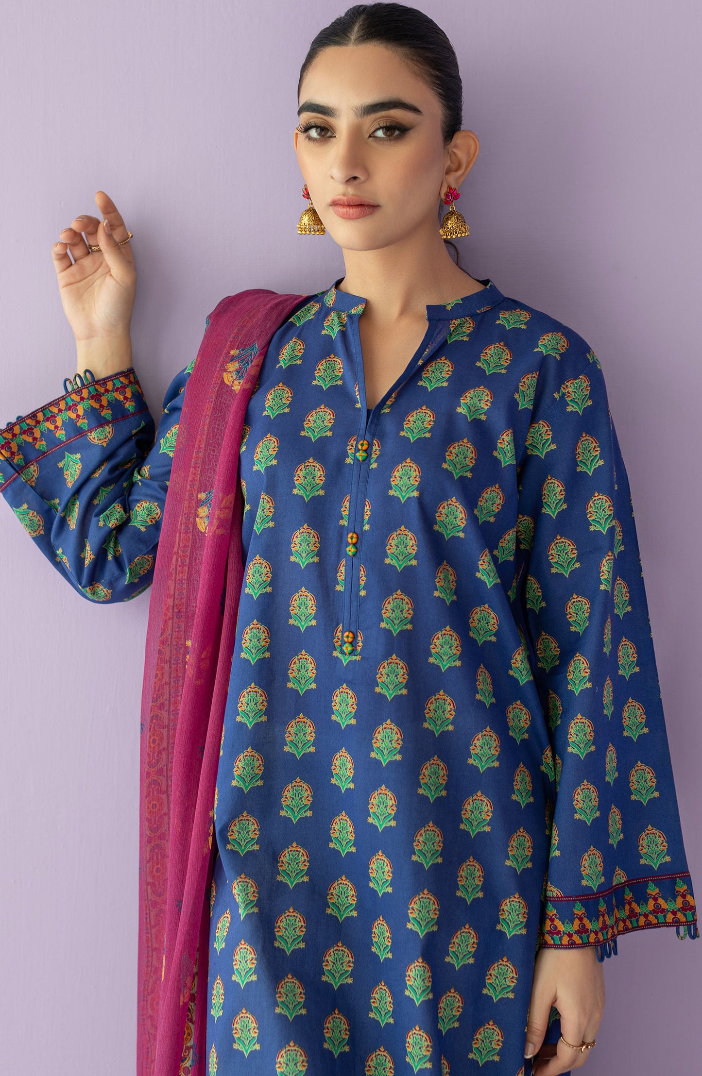 NRDS-23-048/U BLUE LAWN  UNSTITCHED SHIRT DUPATTA