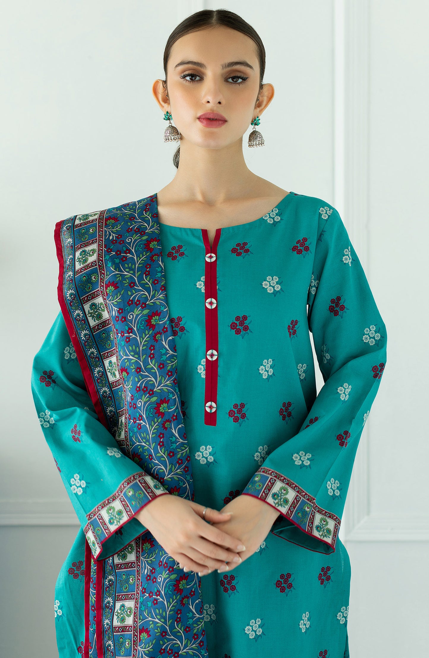 OTL-23-074/S TURQUOISE LAWN  READY TO WEAR SHIRT DUPATTA PANTS
