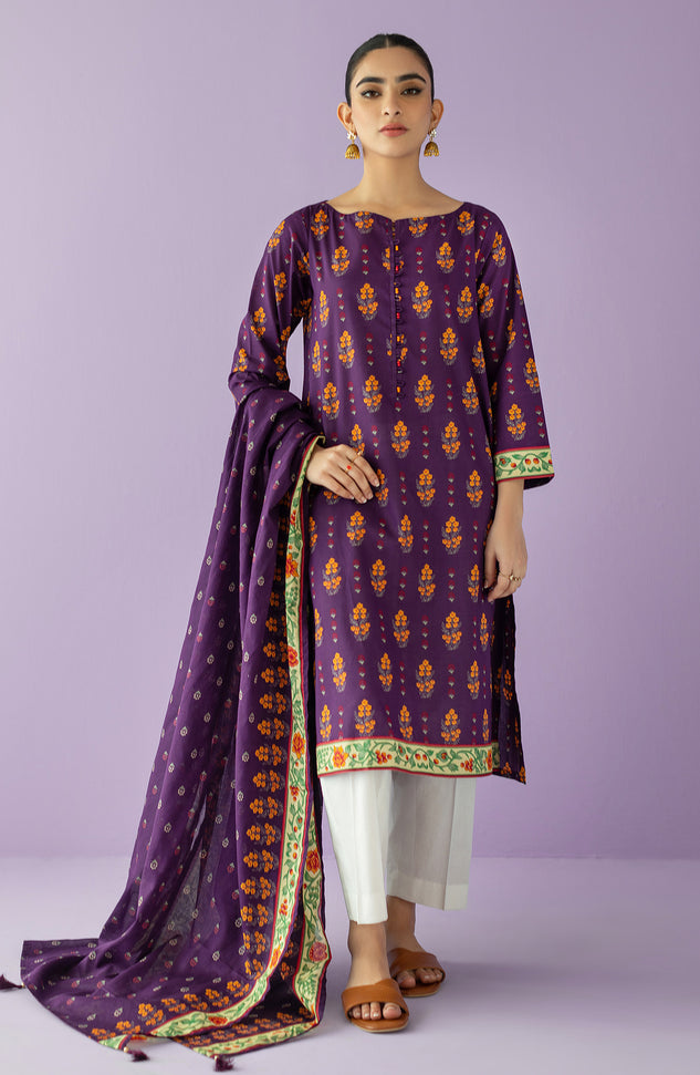 NRDS-23-037/U PURPLE LAWN  UNSTITCHED SHIRT DUPATTA