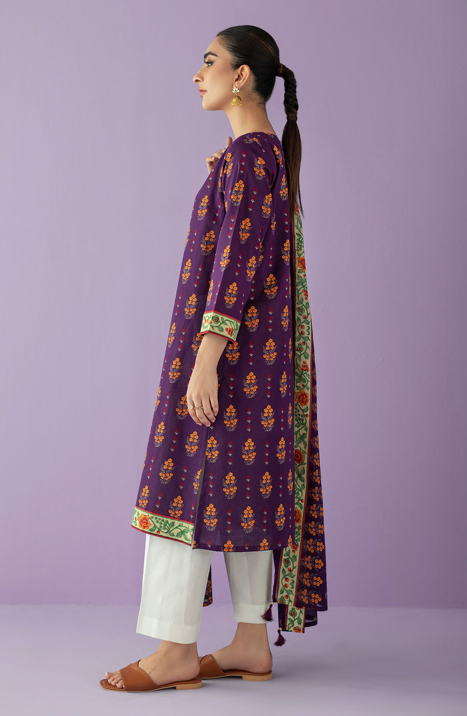 NRDS-23-037/U PURPLE LAWN  UNSTITCHED SHIRT DUPATTA