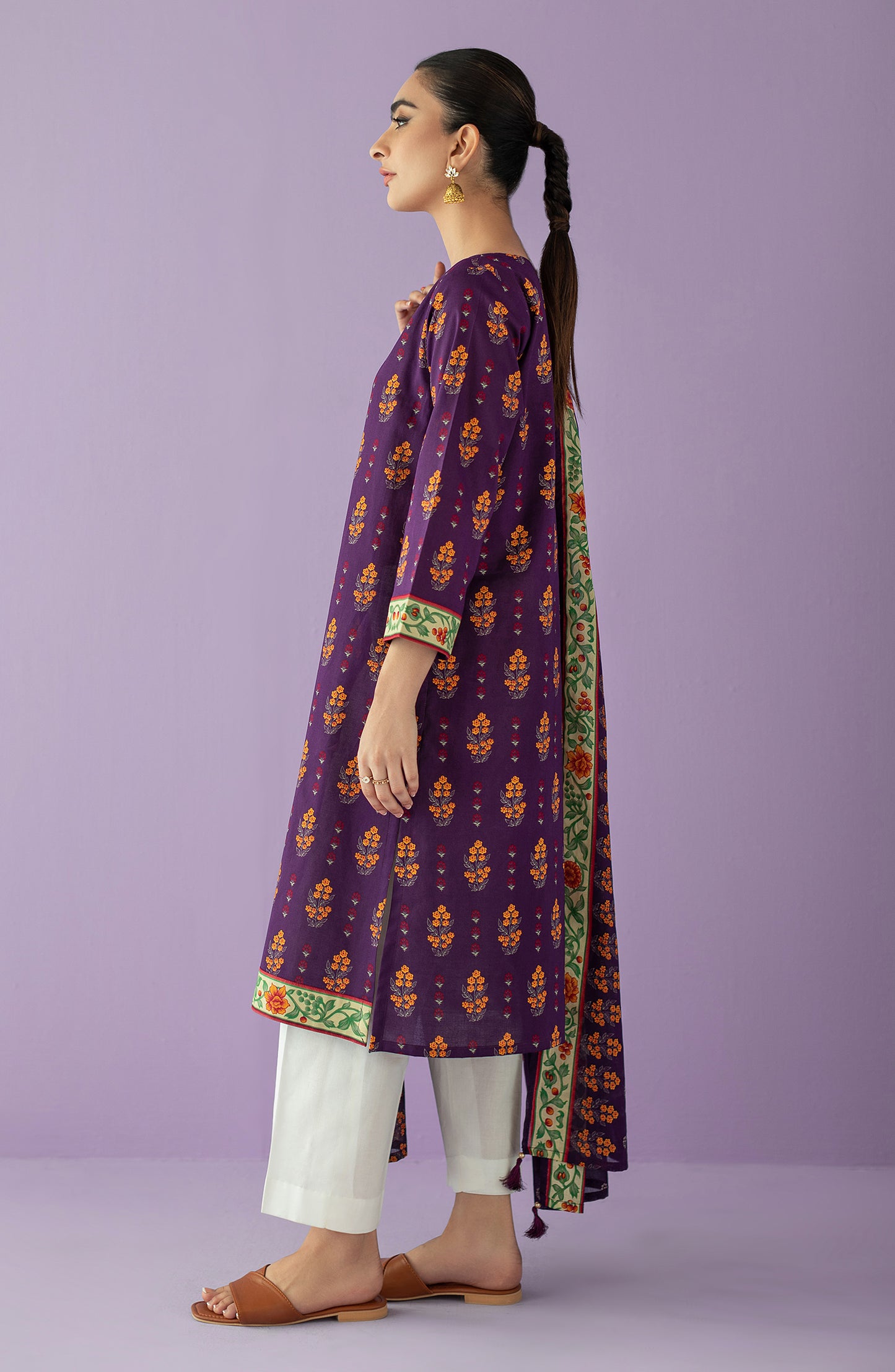 NRDS-23-037/U PURPLE LAWN  UNSTITCHED SHIRT DUPATTA
