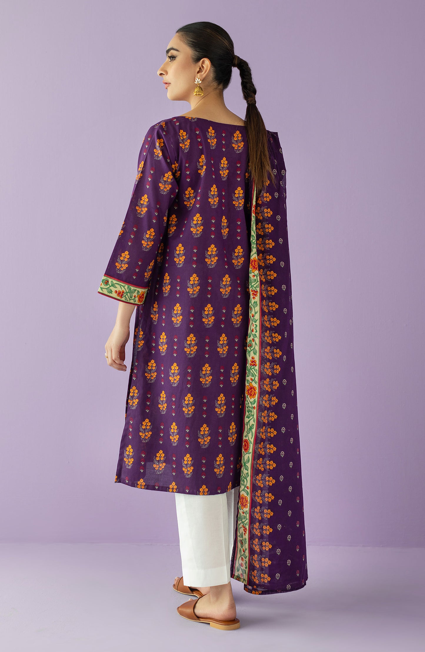 NRDS-23-037/U PURPLE LAWN  UNSTITCHED SHIRT DUPATTA