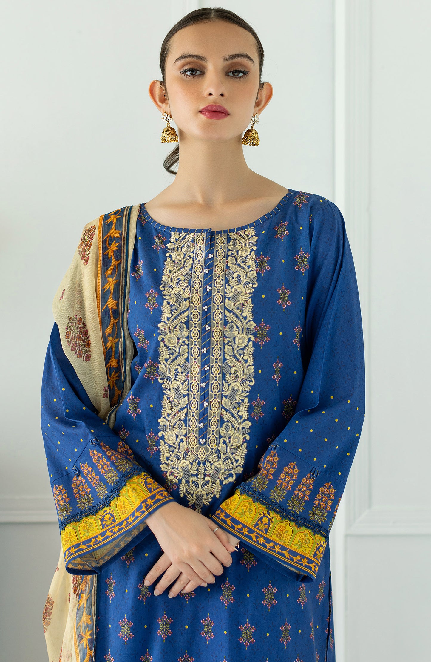 OTL-23-037/U BLUE LAWN  UNSTITCHED SHIRT DUPATTA PANTS