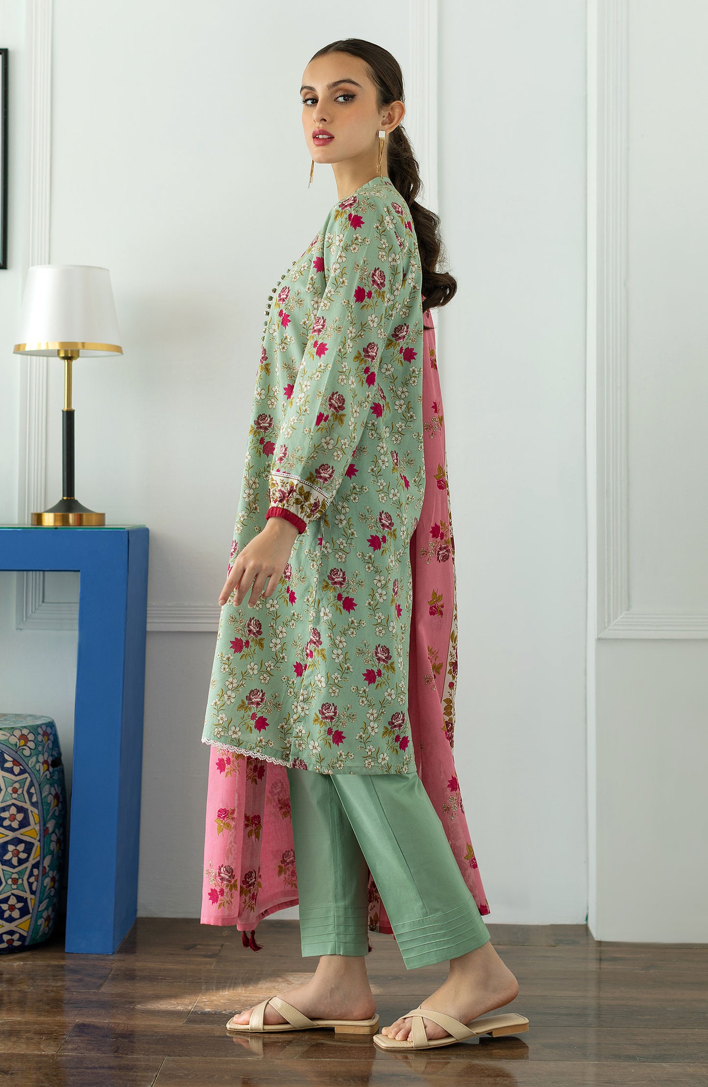 OTL-23-022/U GREEN LAWN  UNSTITCHED SHIRT DUPATTA PANTS