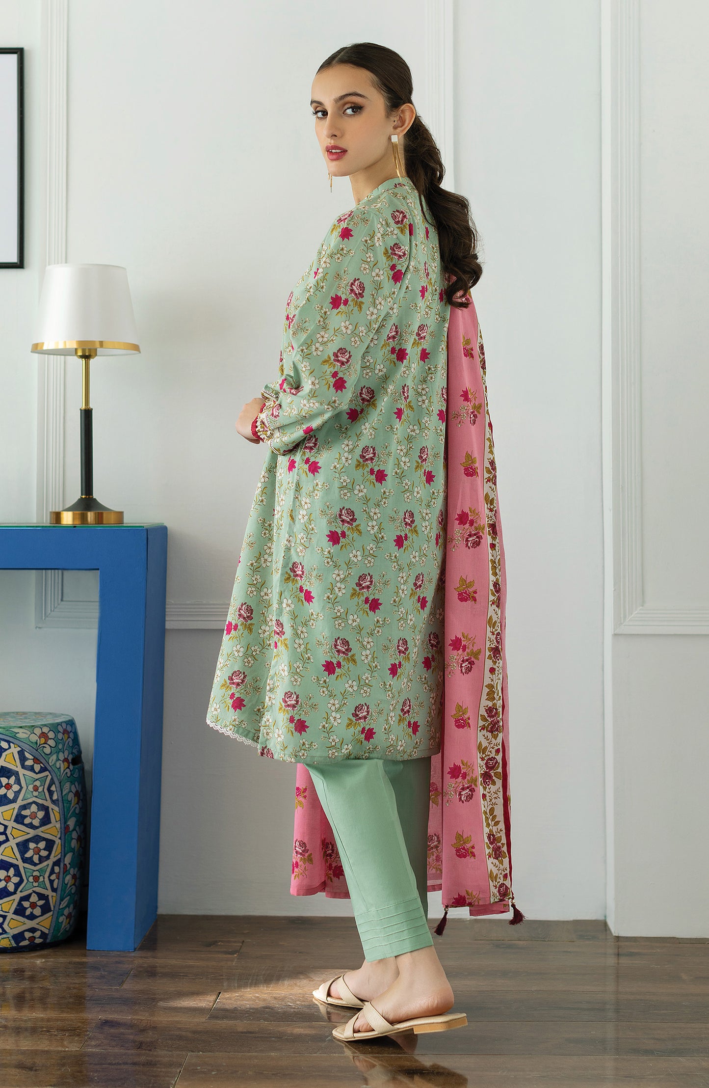 OTL-23-022/U GREEN LAWN  UNSTITCHED SHIRT DUPATTA PANTS