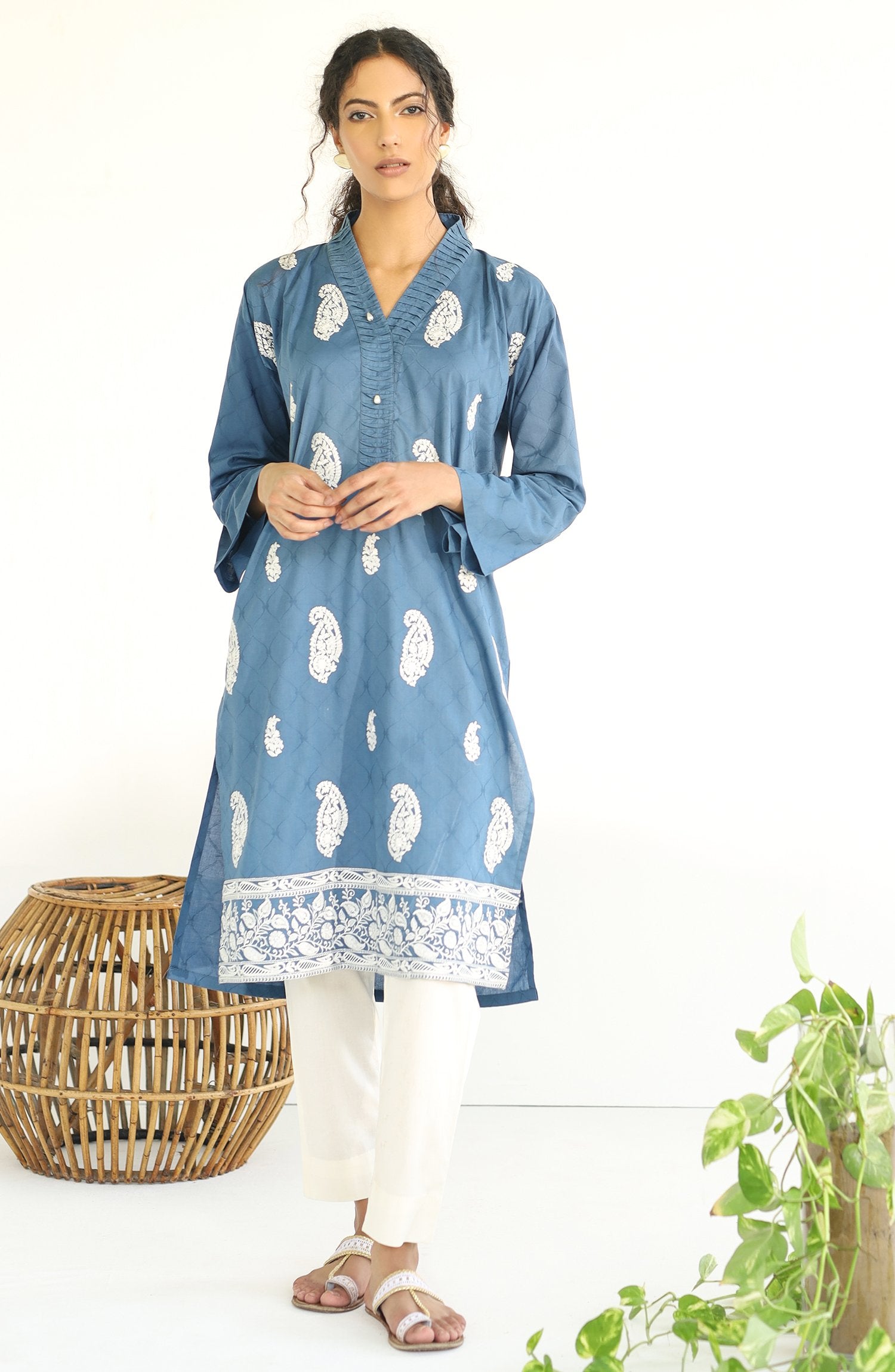 Stitched 1 Piece Embroidered Jacquard Shirt (nrds-148)