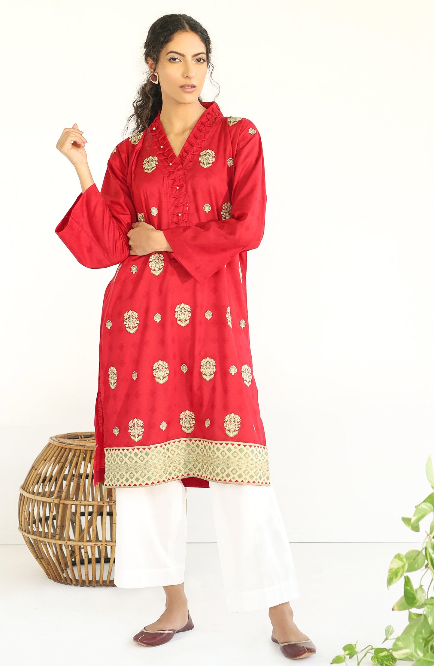 Stitched 1 Piece Embroidered Jacquard Shirt (nrds-150)