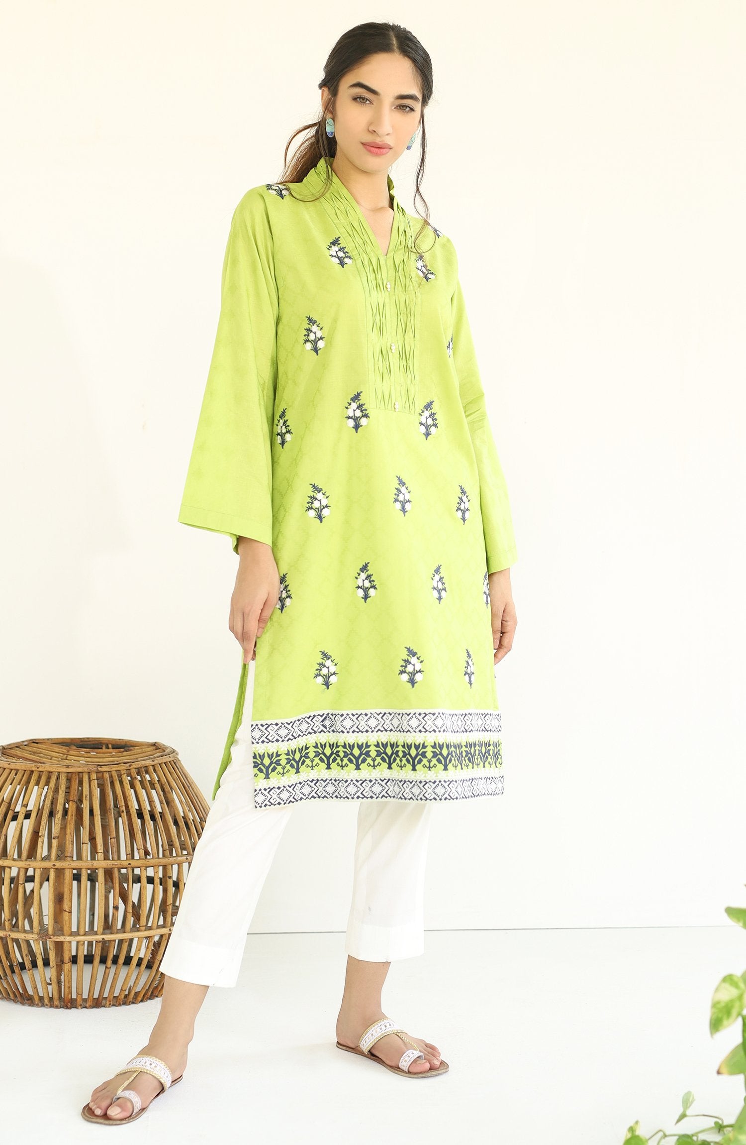 Stitched 1 Piece Embroidered Jacquard Shirt (nrds-152)