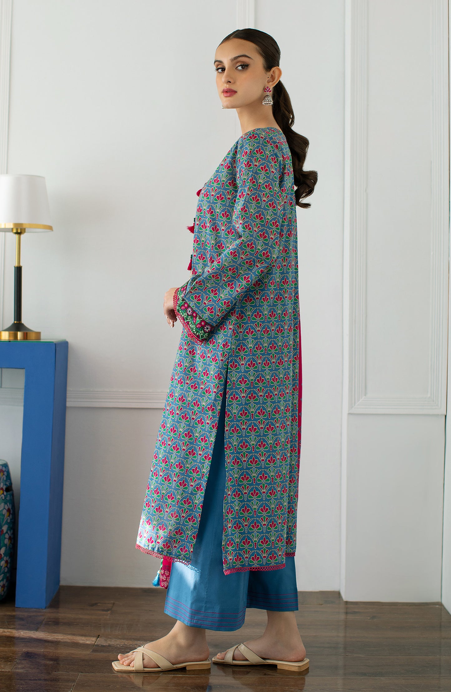 OTL-23-044/U BLUE LAWN  UNSTITCHED SHIRT DUPATTA PANTS