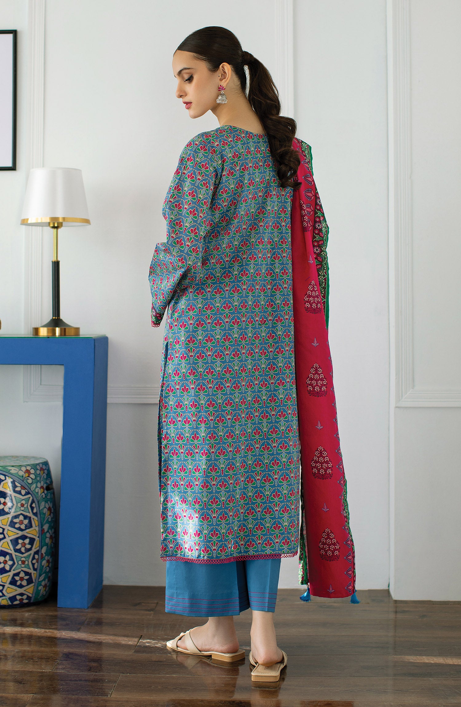 OTL-23-044/U BLUE LAWN  UNSTITCHED SHIRT DUPATTA PANTS