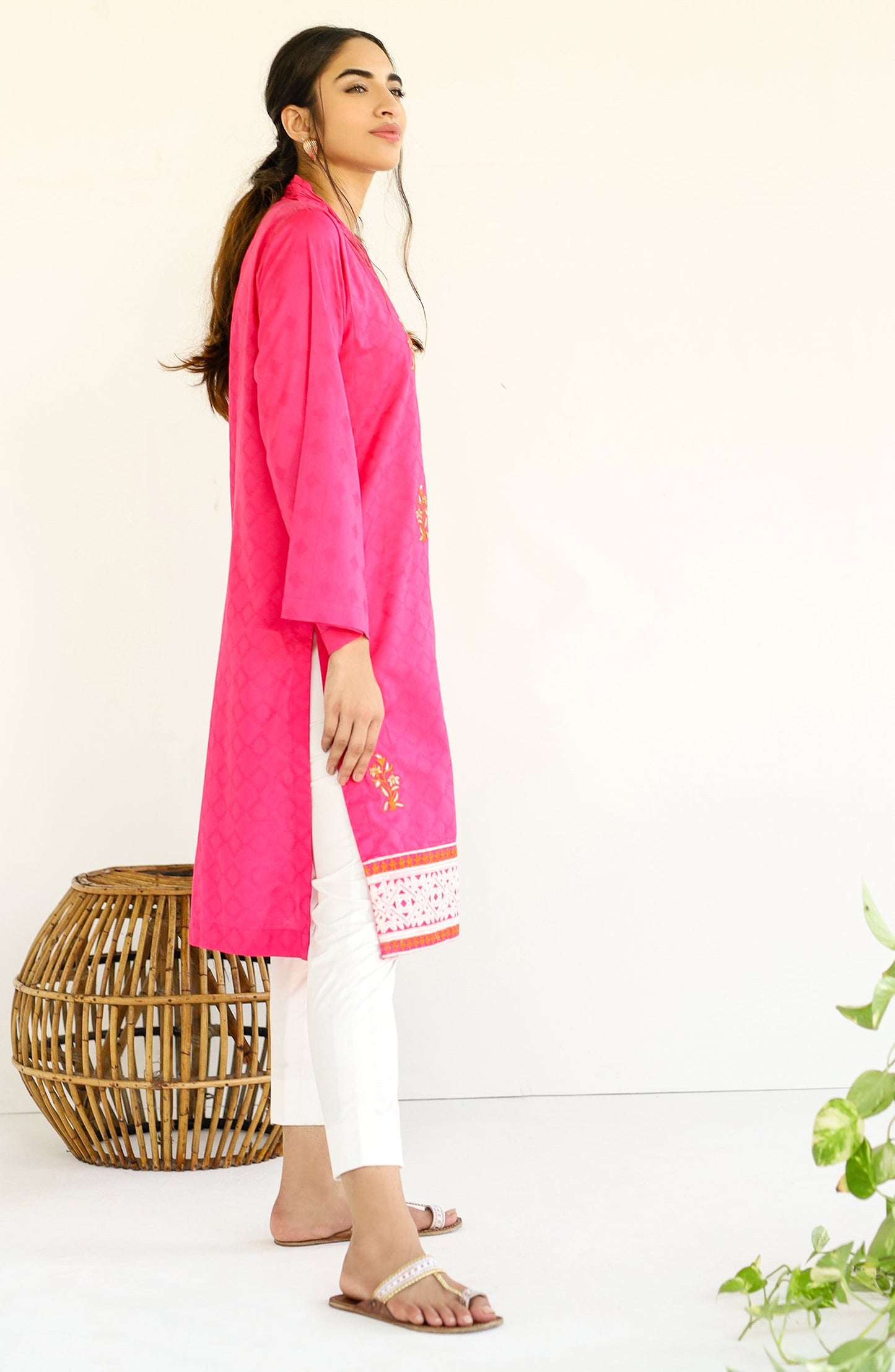 Stitched 1 Piece Embroidered Jacquard Shirt