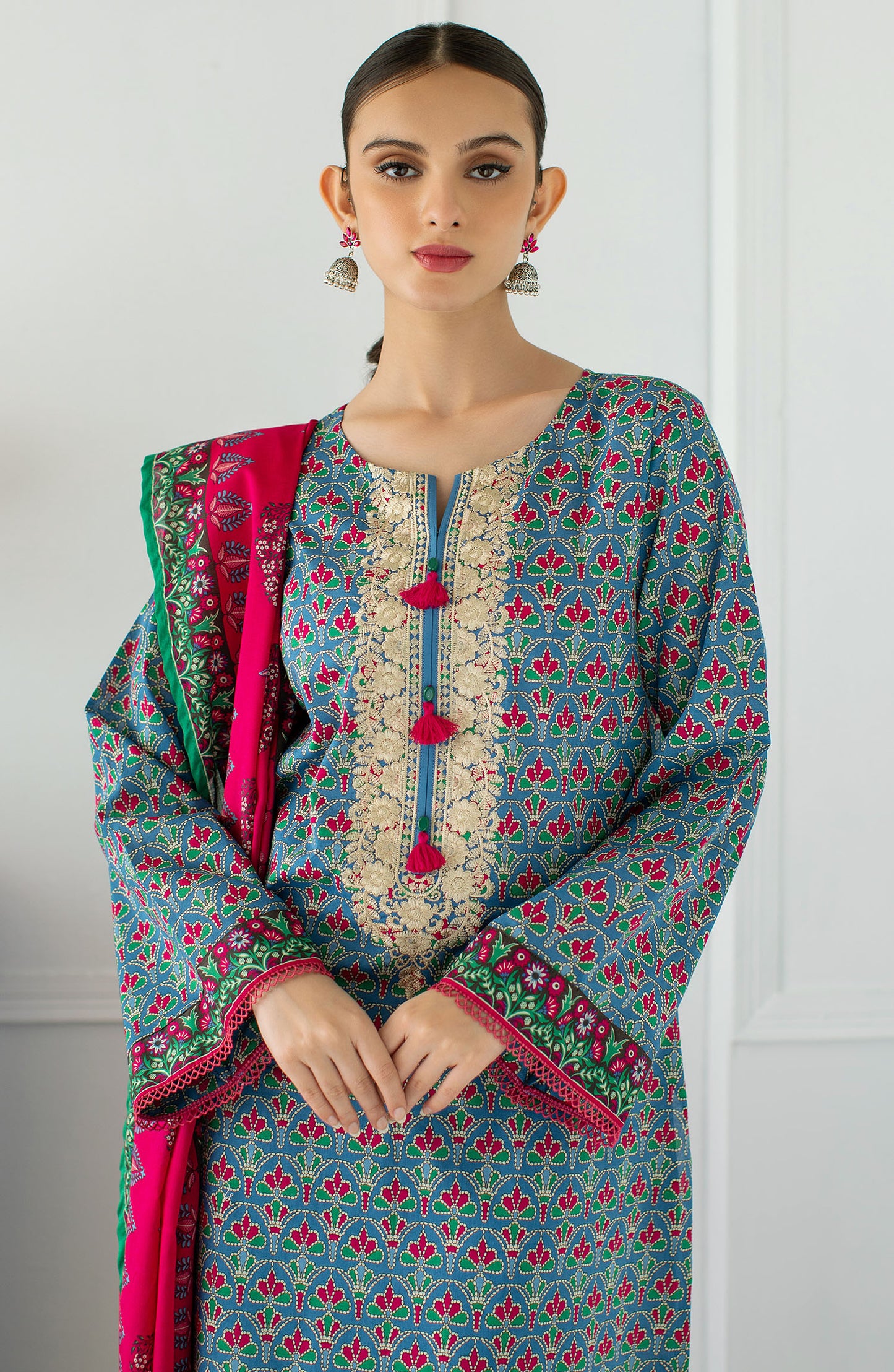 OTL-23-044/U BLUE LAWN  UNSTITCHED SHIRT DUPATTA PANTS