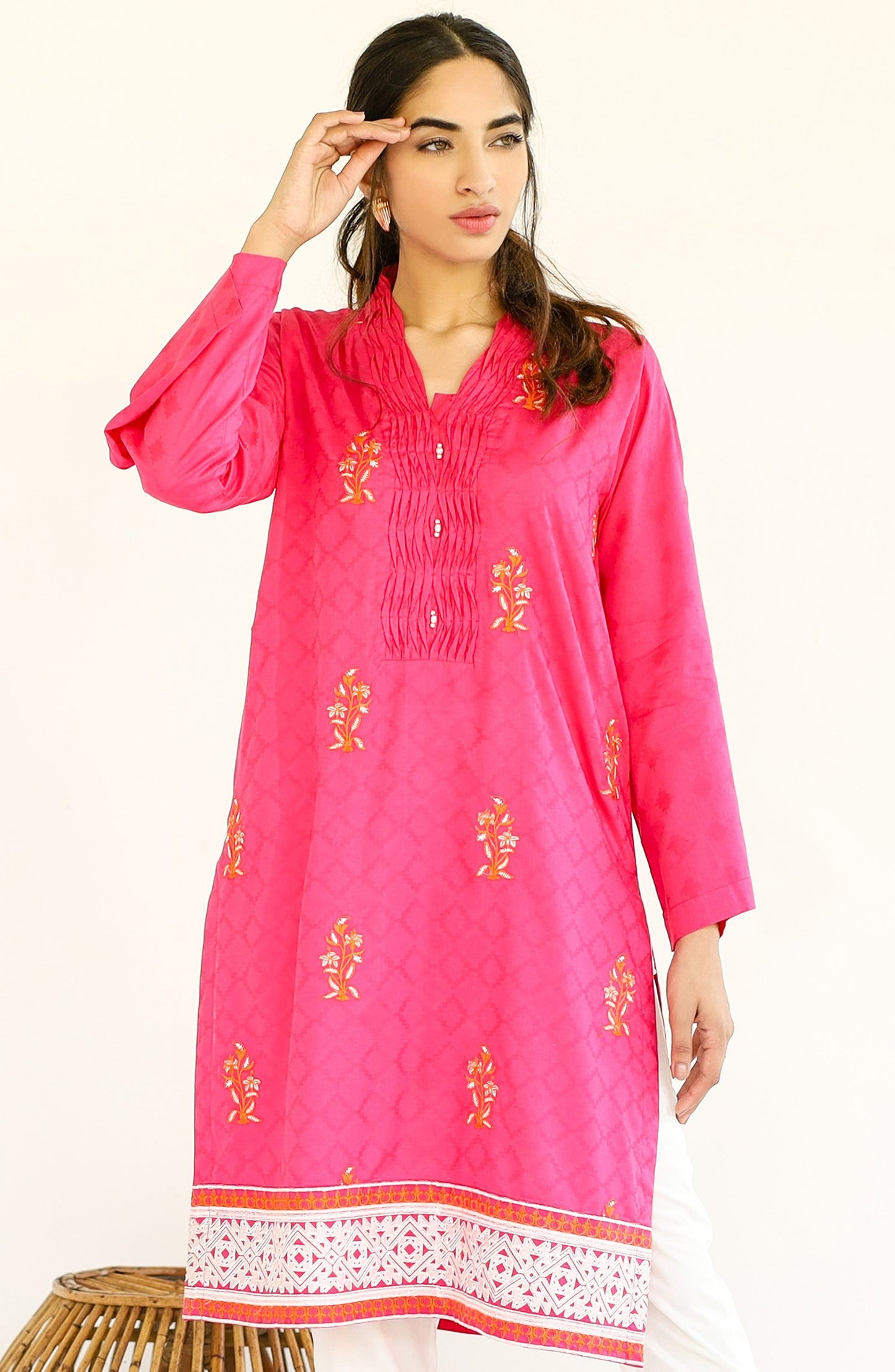 Stitched 1 Piece Embroidered Jacquard Shirt (nrds-116)