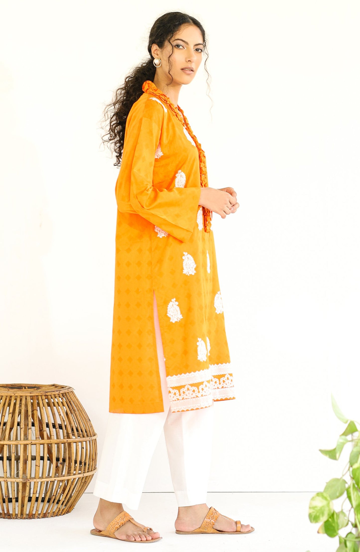 Stitched 1 Piece Embroidered Jacquard Shirt