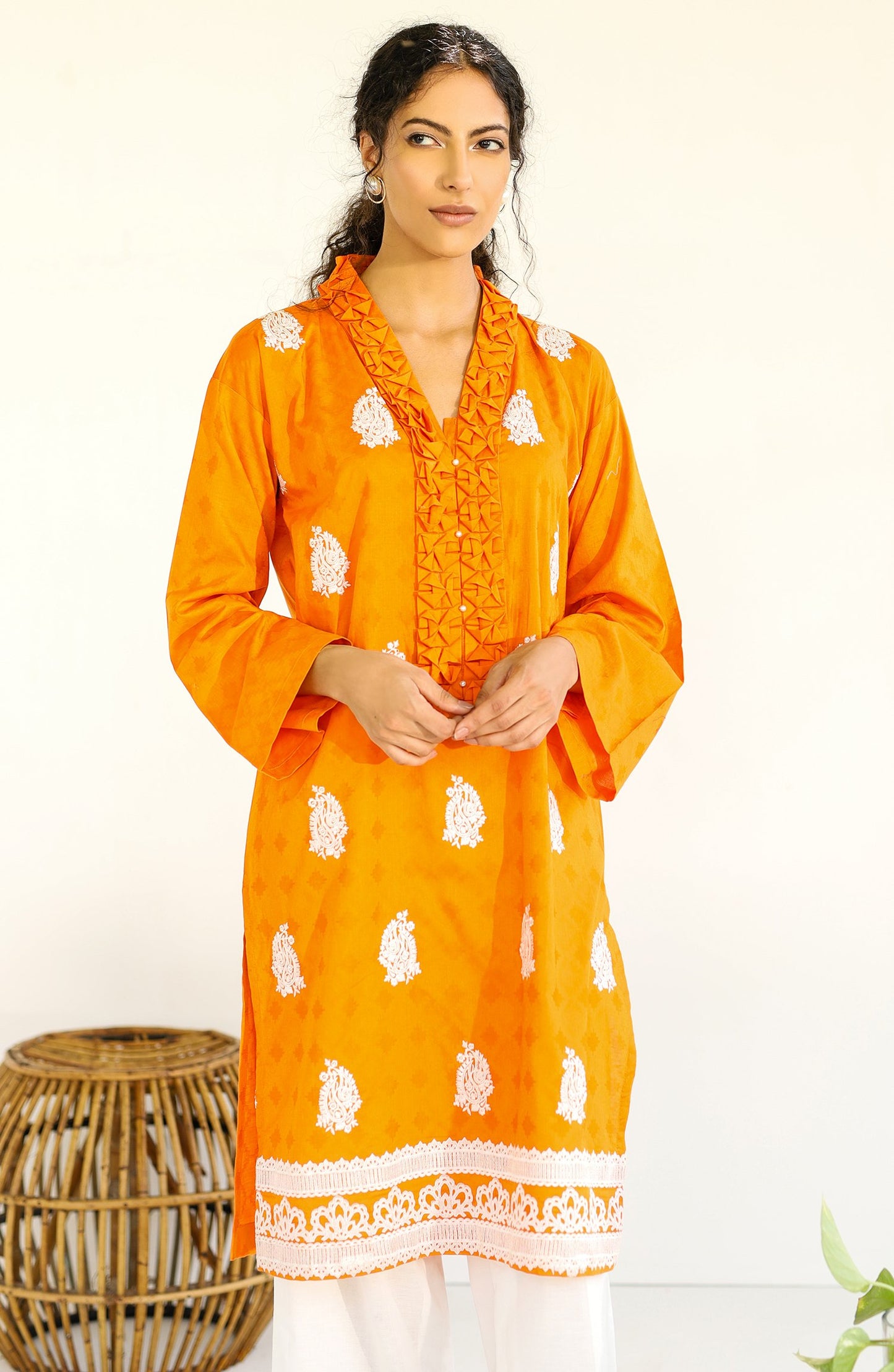 Stitched 1 Piece Embroidered Jacquard Shirt