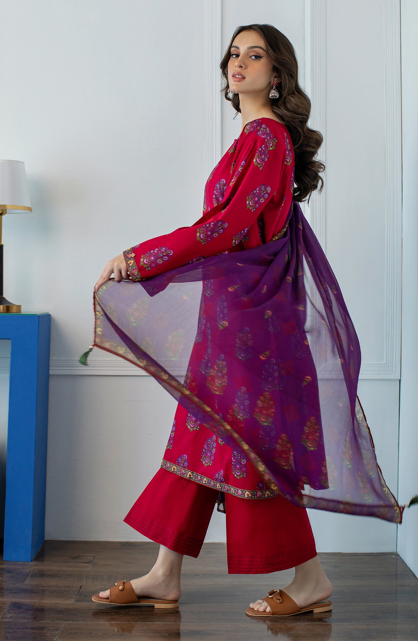 OTL-23-059/S RED LAWN  READY TO WEAR SHIRT DUPATTA PANTS