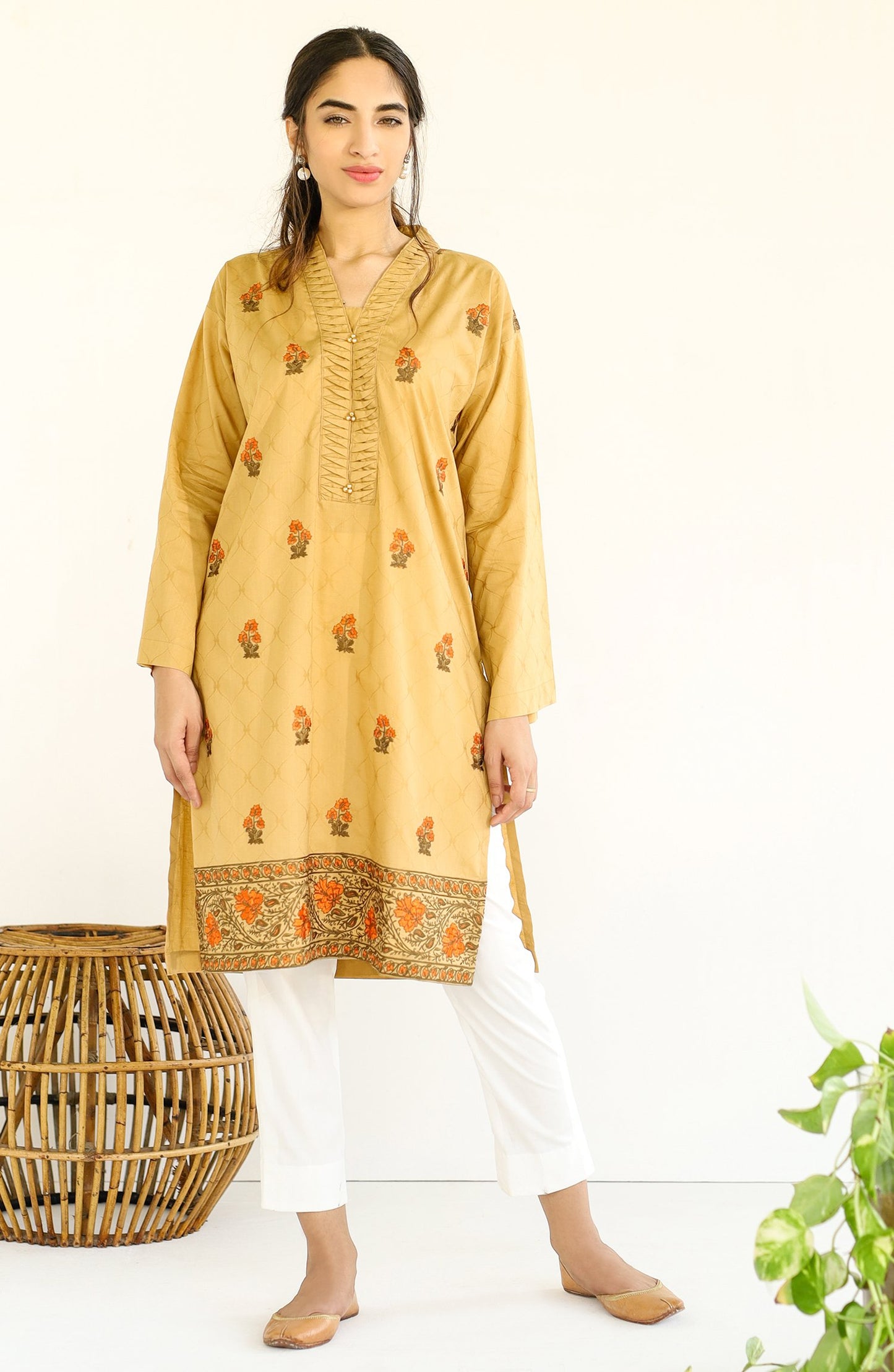 Stitched 1 Piece Embroidered Jacquard Shirt