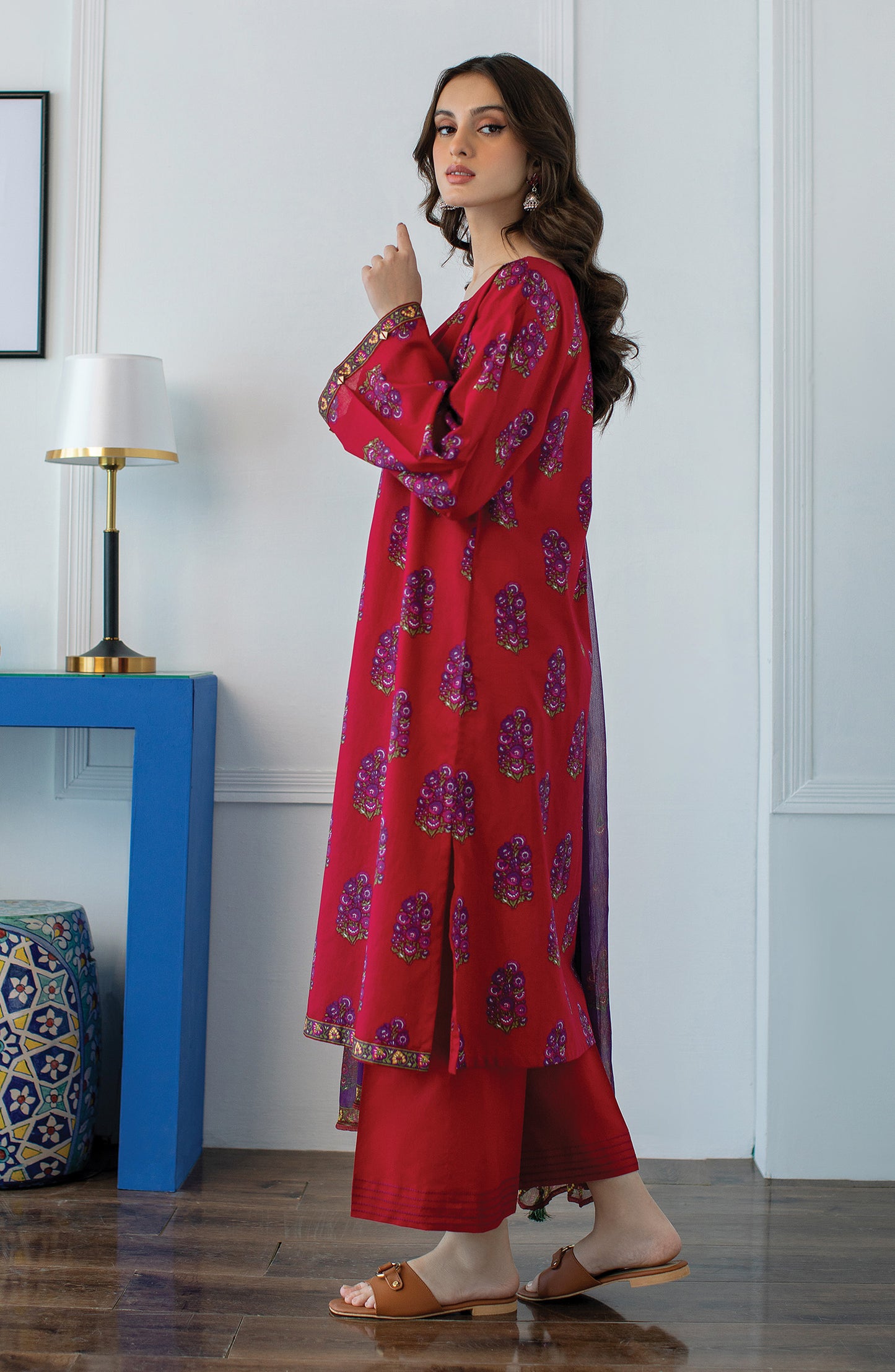 OTL-23-059/S RED LAWN  READY TO WEAR SHIRT DUPATTA PANTS