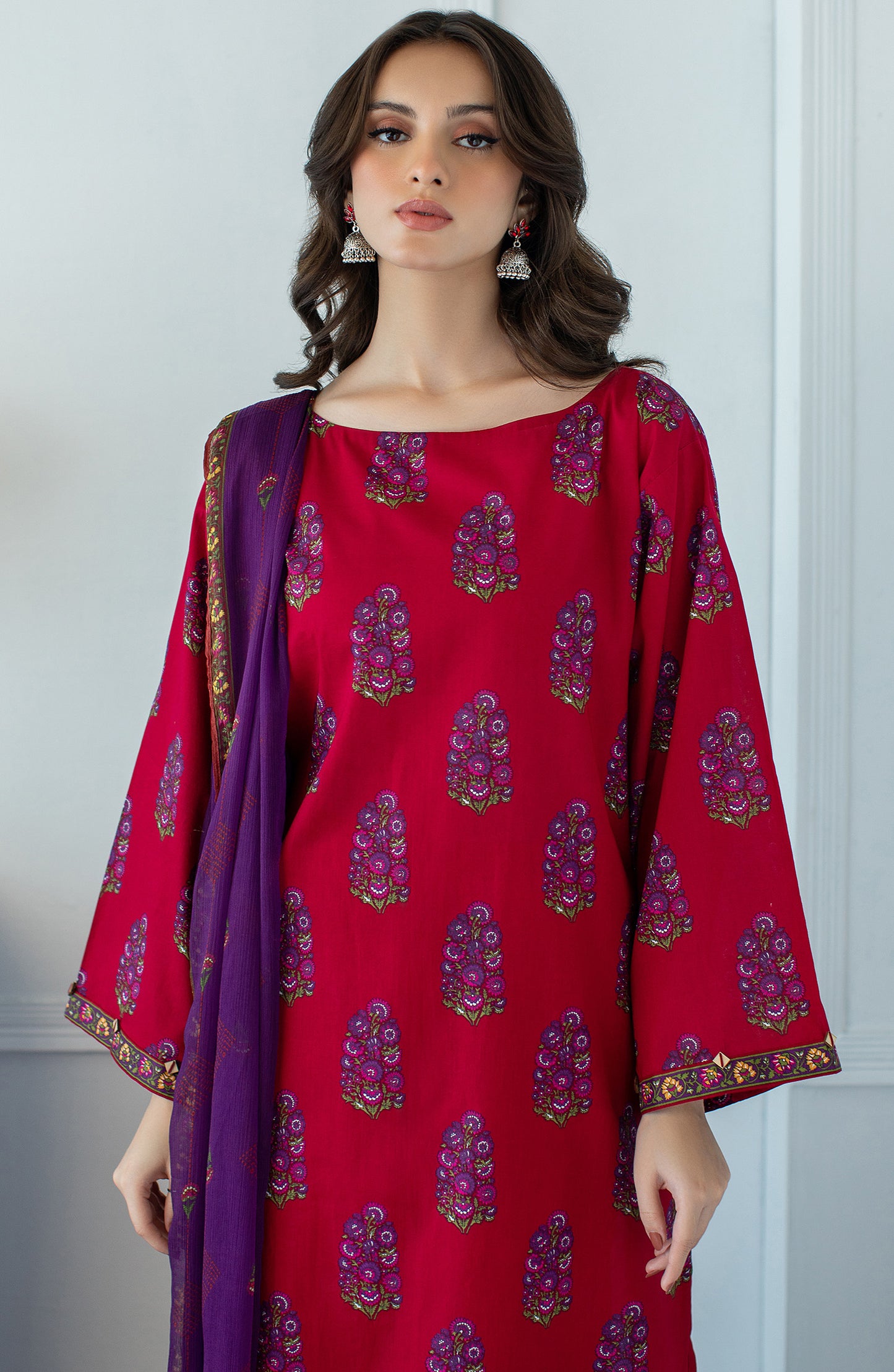 OTL-23-059/S RED LAWN  READY TO WEAR SHIRT DUPATTA PANTS