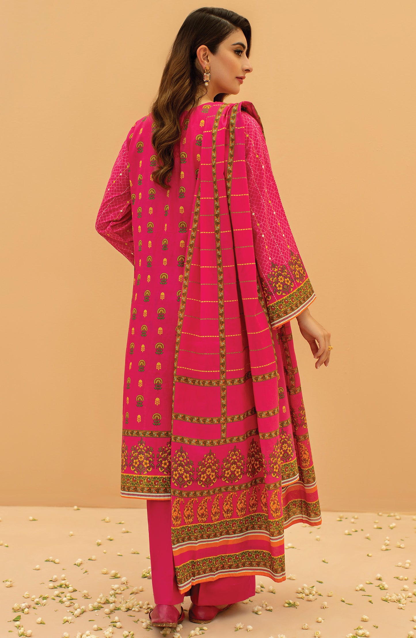 OTL-22-069/U PINK LAWN  UNSTITCHED SHIRT DUPATTA PANTS