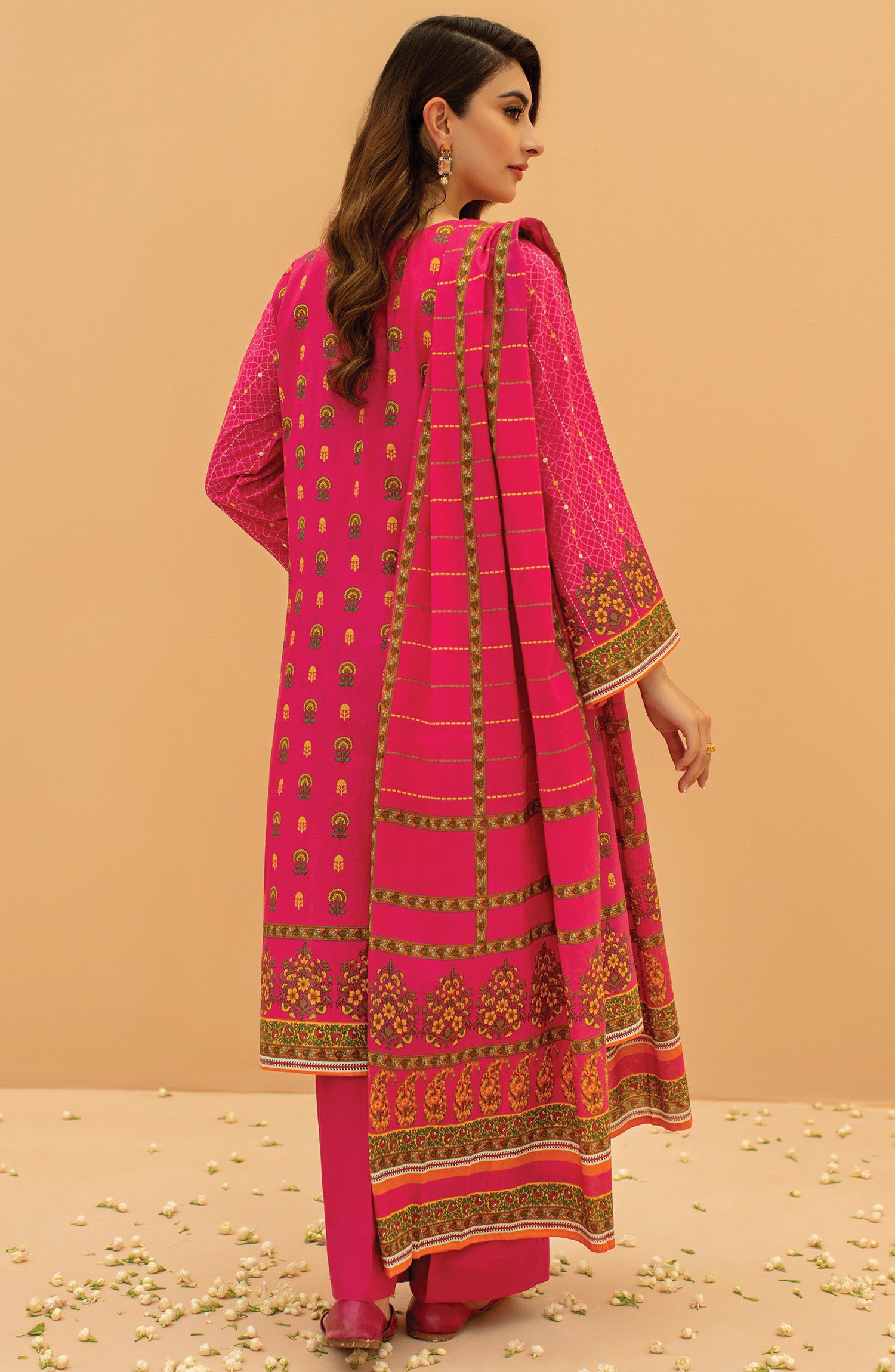 OTL-22-069/U PINK LAWN  UNSTITCHED SHIRT DUPATTA PANTS