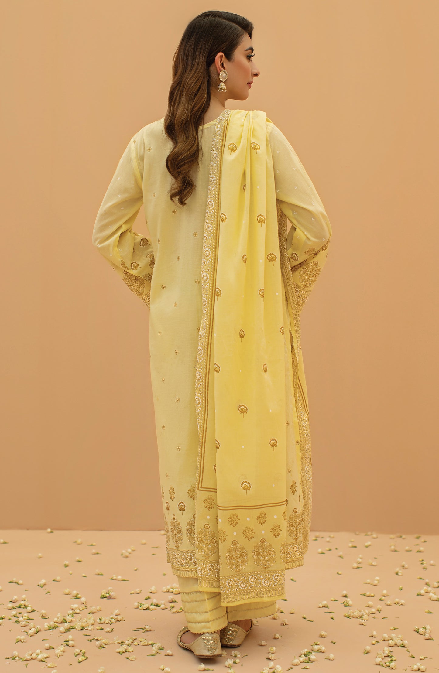 OTL-22-080/U YELLOW LAWN  UNSTITCHED SHIRT DUPATTA PANTS