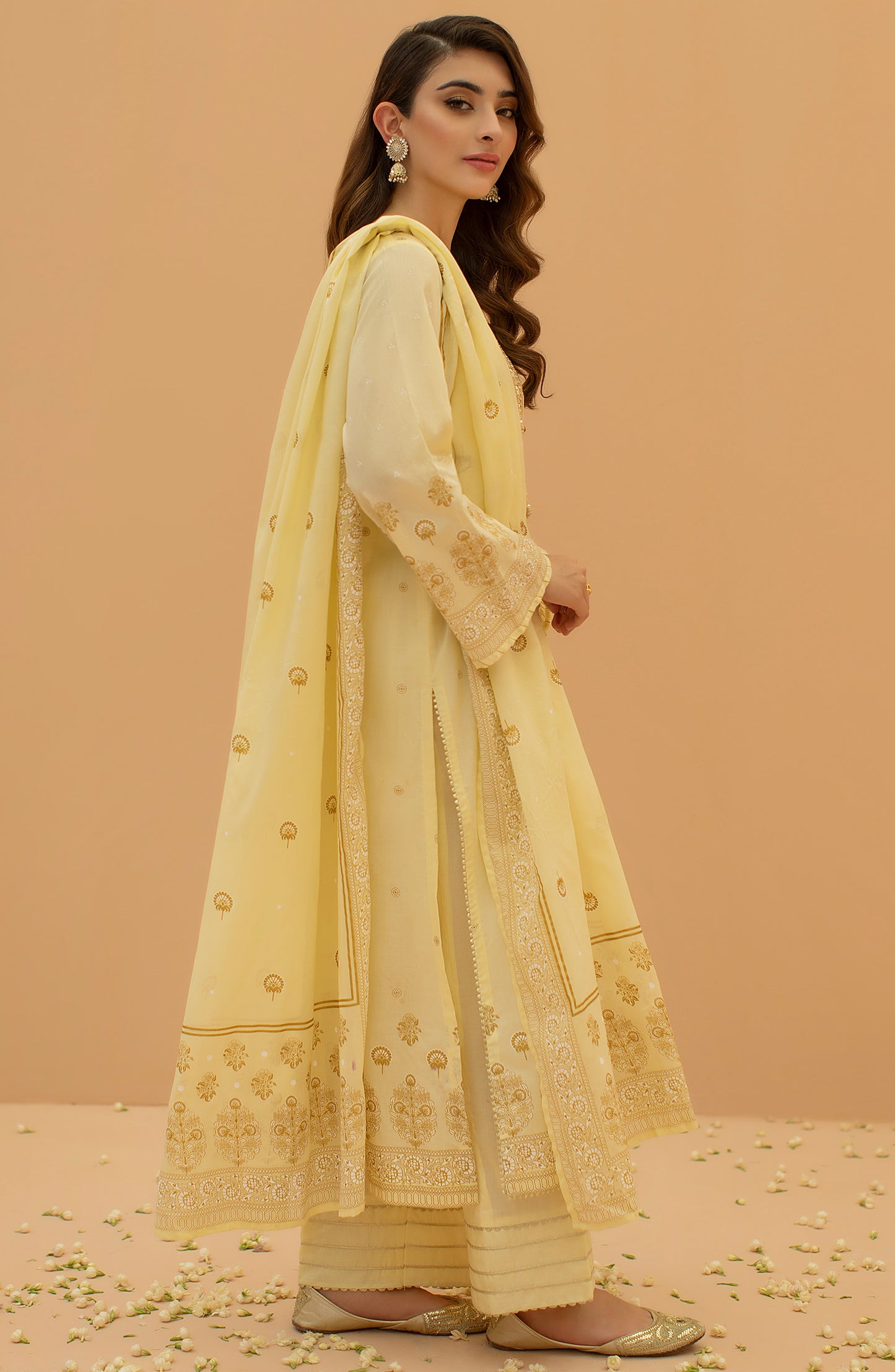 OTL-22-080/U YELLOW LAWN  UNSTITCHED SHIRT DUPATTA PANTS