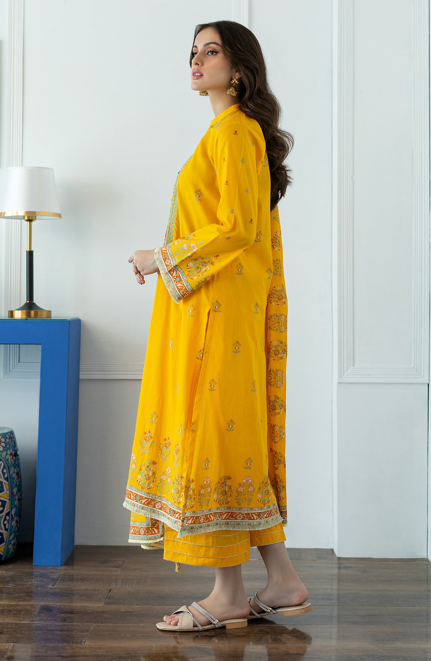 OTL-23-025/U YELLOW LAWN  UNSTITCHED SHIRT DUPATTA PANTS