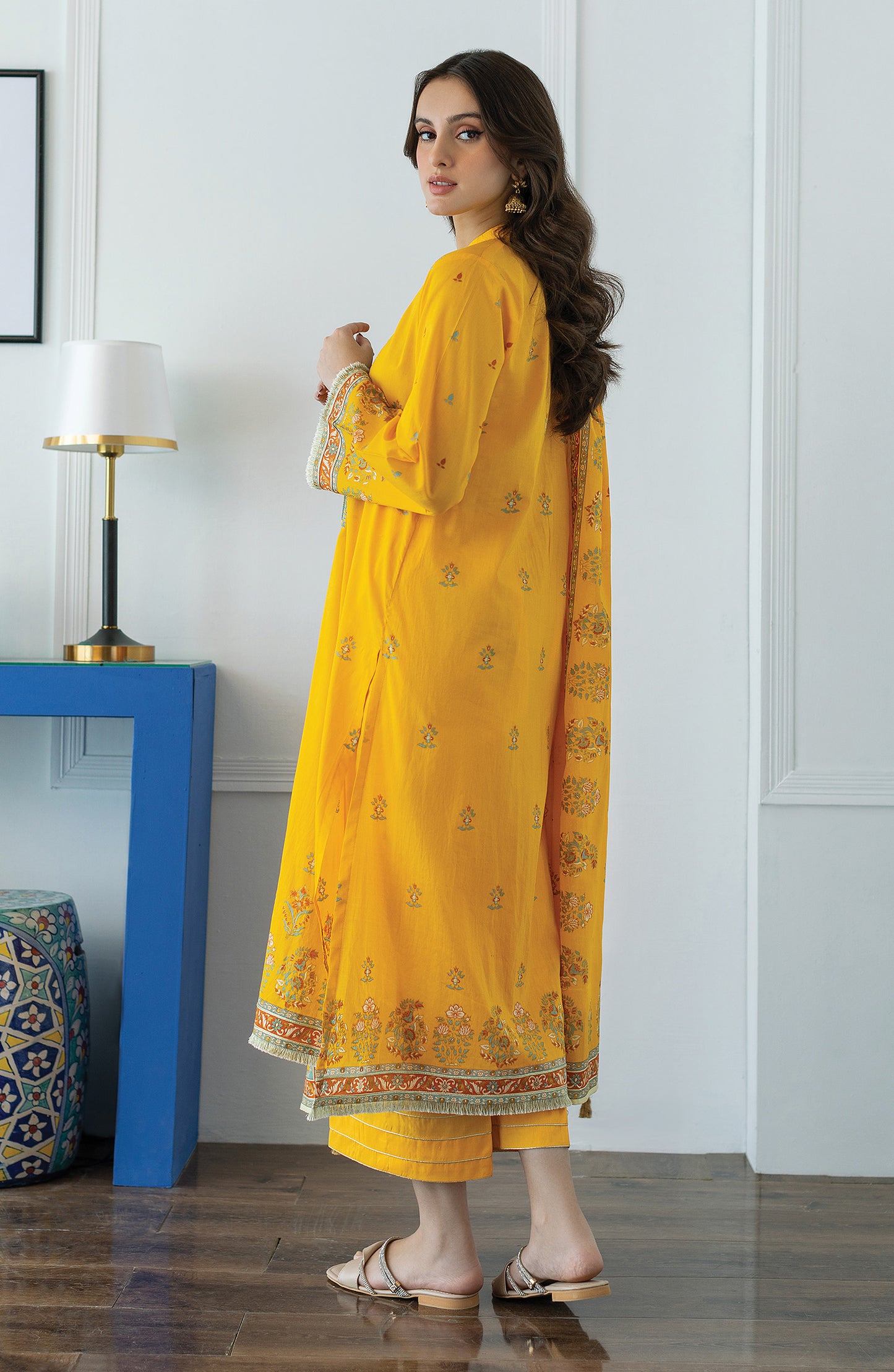 OTL-23-025/U YELLOW LAWN  UNSTITCHED SHIRT DUPATTA PANTS