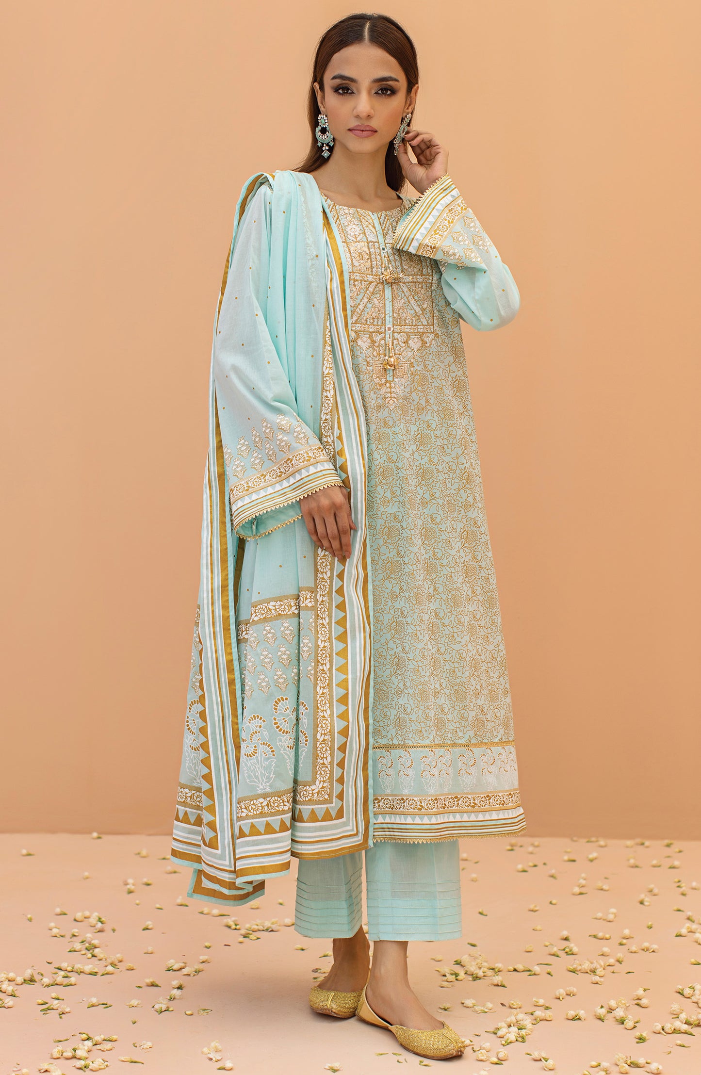 OTL-22-075/U SKY BLUE LAWN  UNSTITCHED SHIRT DUPATTA PANTS
