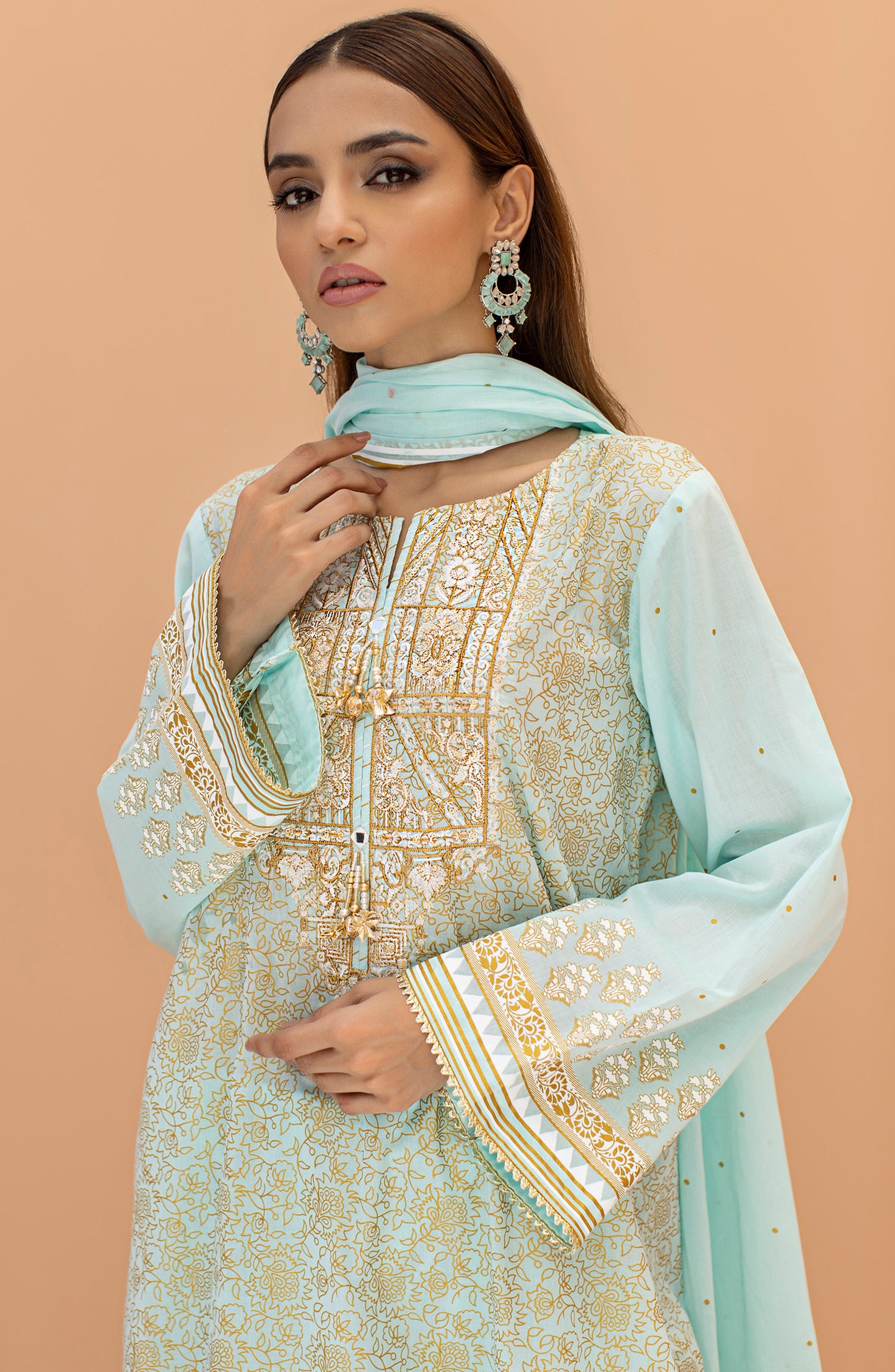 OTL-22-075/U SKY BLUE LAWN  UNSTITCHED SHIRT DUPATTA PANTS