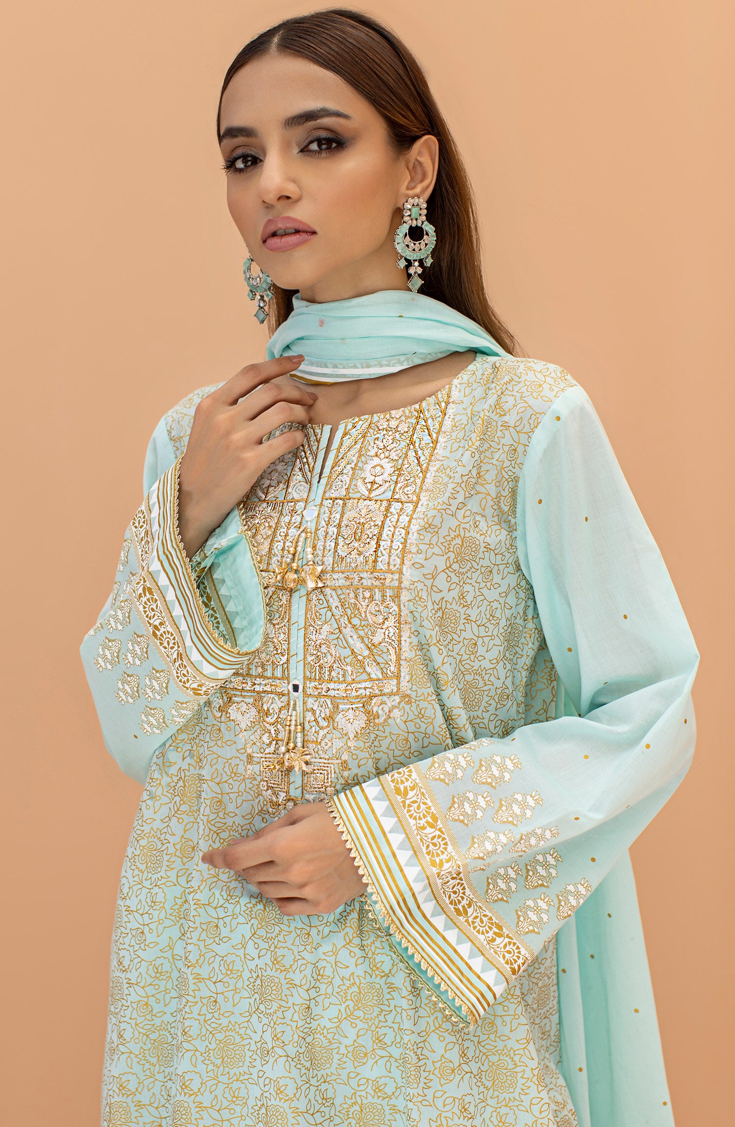 OTL-22-075/U SKY BLUE LAWN  UNSTITCHED SHIRT DUPATTA PANTS