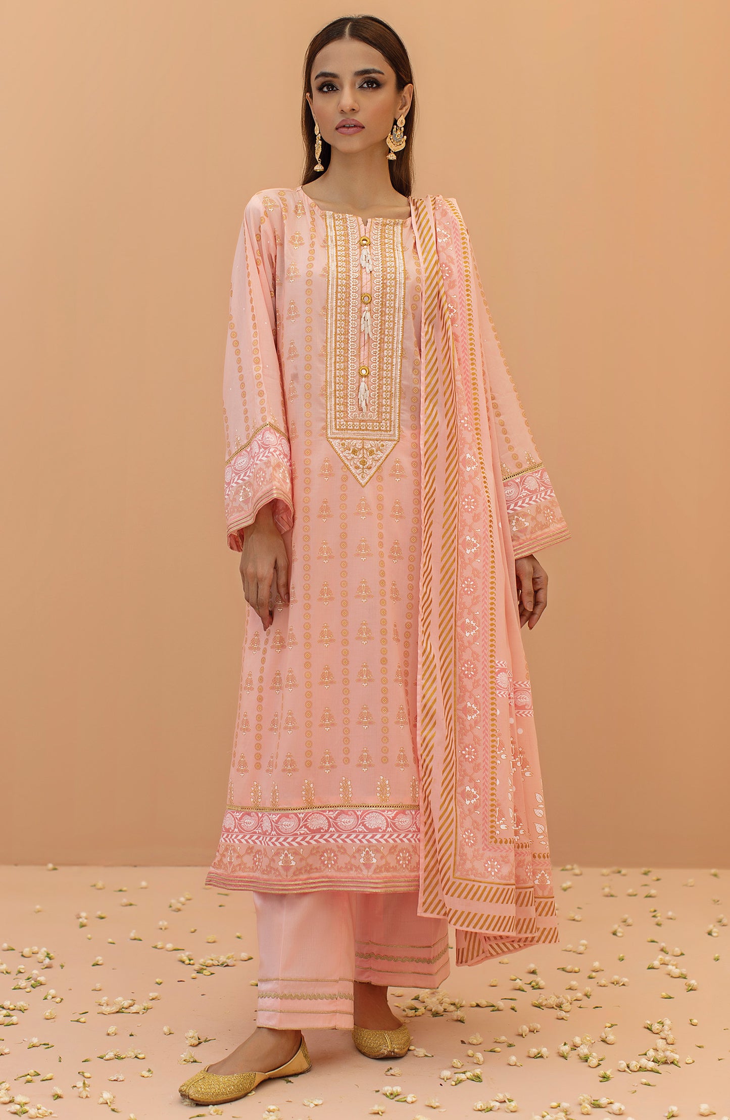 OTL-22-078/U PINK LAWN  UNSTITCHED SHIRT DUPATTA PANTS
