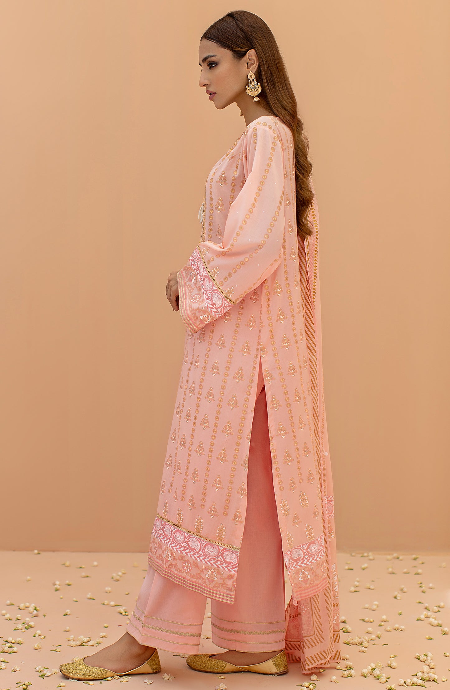 OTL-22-078/U PINK LAWN  UNSTITCHED SHIRT DUPATTA PANTS