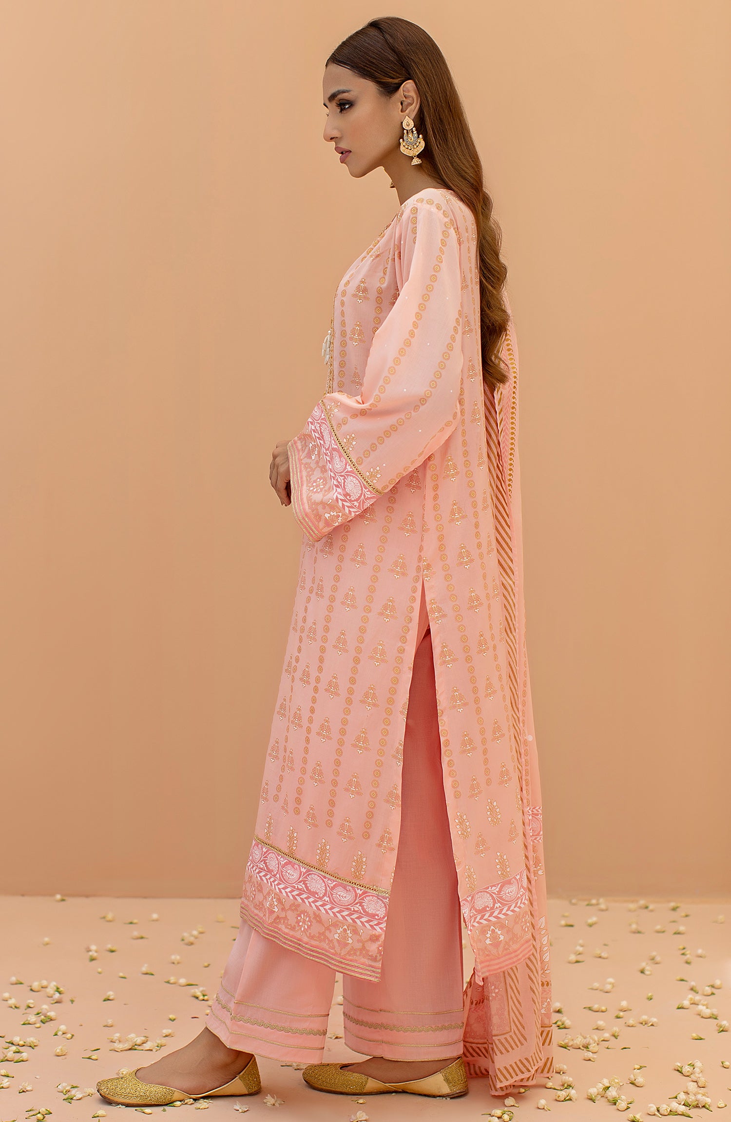 OTL-22-078/U PINK LAWN  UNSTITCHED SHIRT DUPATTA PANTS