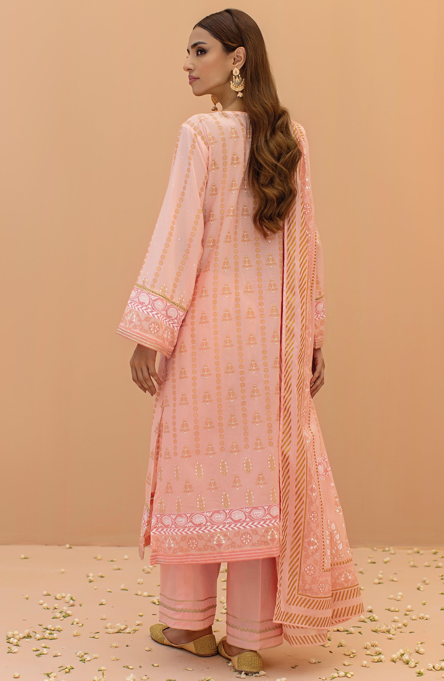 OTL-22-078/U PINK LAWN  UNSTITCHED SHIRT DUPATTA PANTS