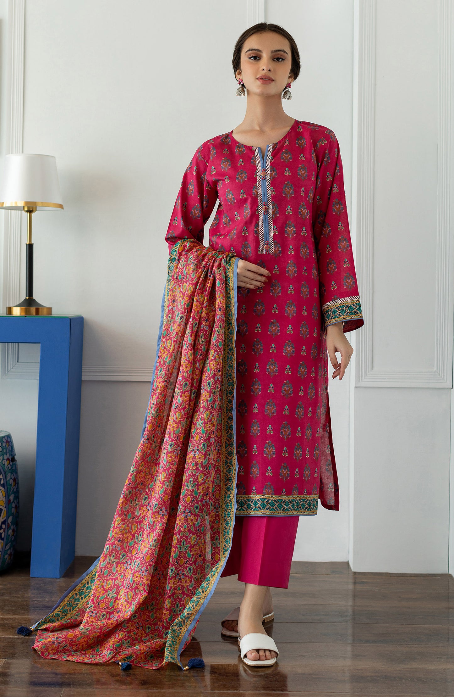OTL-23-001/S RED LAWN  READY TO WEAR SHIRT DUPATTA PANTS