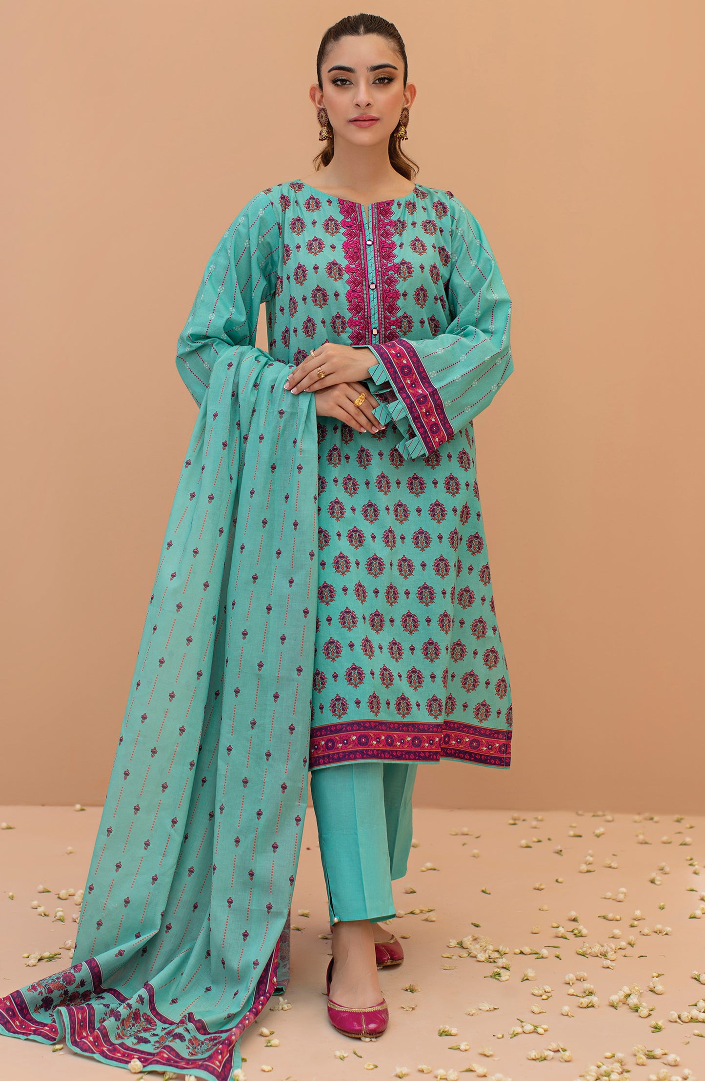 OTL-22-068/U BLUE LAWN  UNSTITCHED SHIRT DUPATTA PANTS