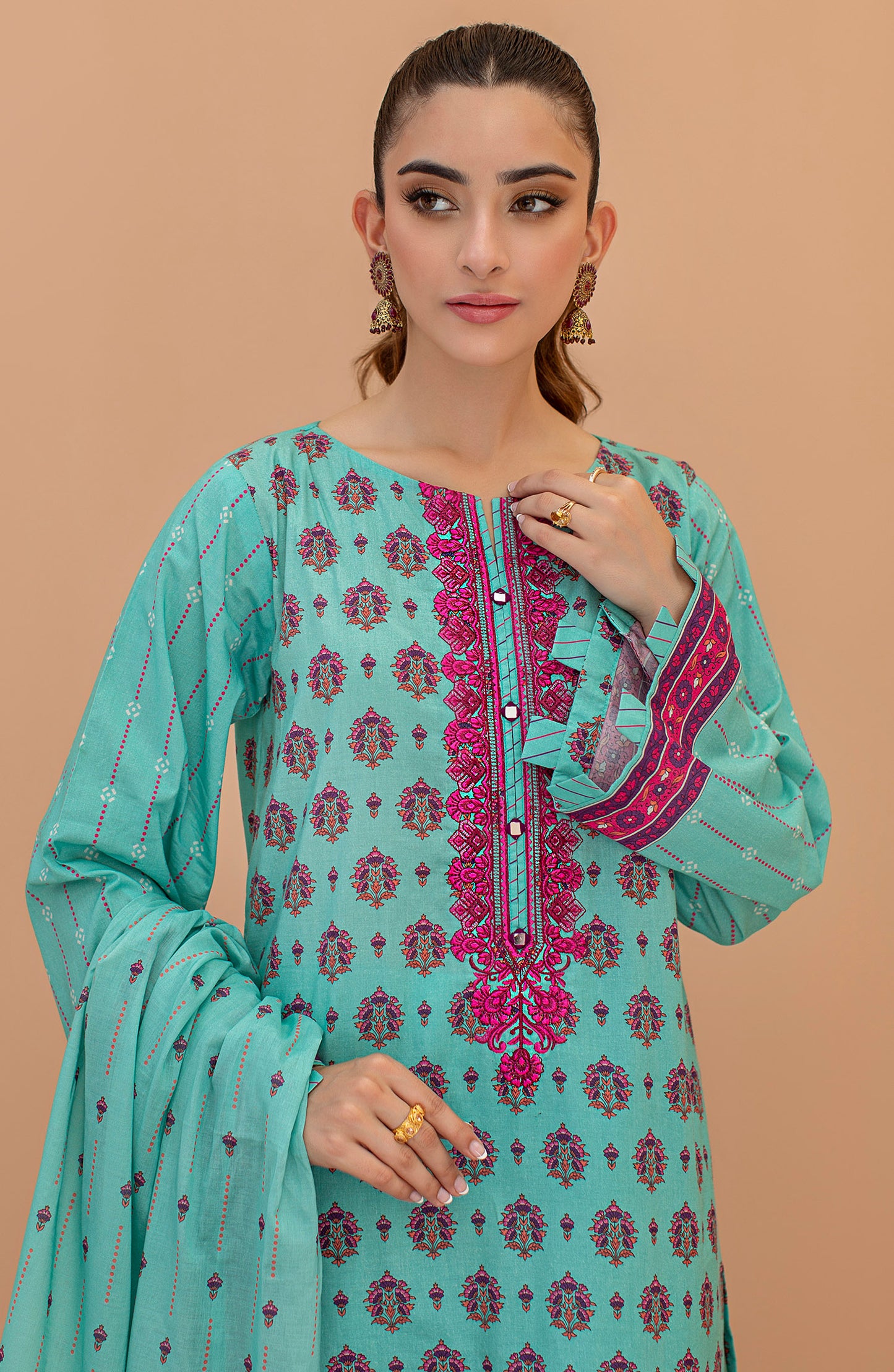 OTL-22-068/U BLUE LAWN  UNSTITCHED SHIRT DUPATTA PANTS