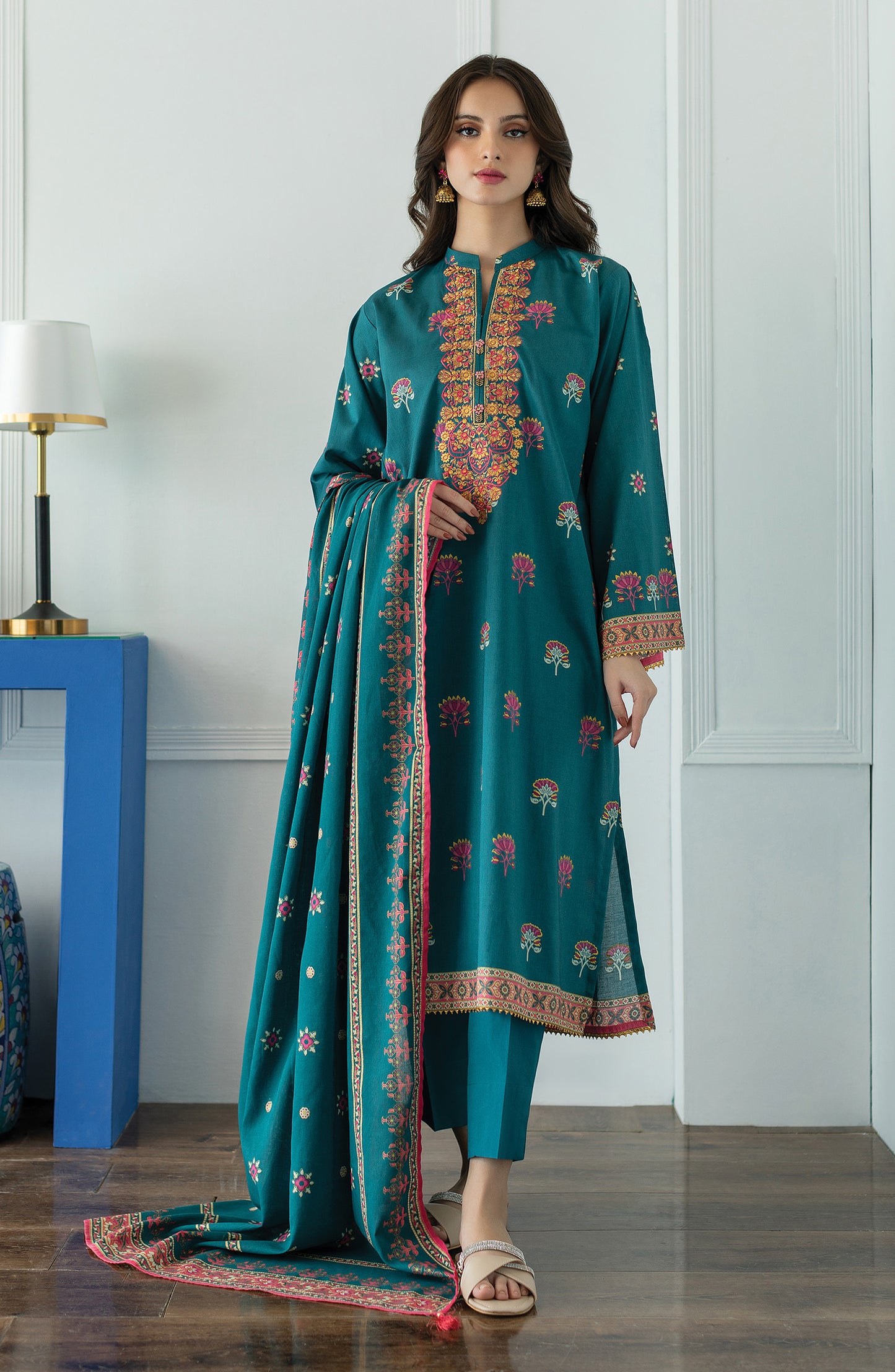 OTL-23-027/S TEAL LAWN  READY TO WEAR SHIRT DUPATTA PANTS