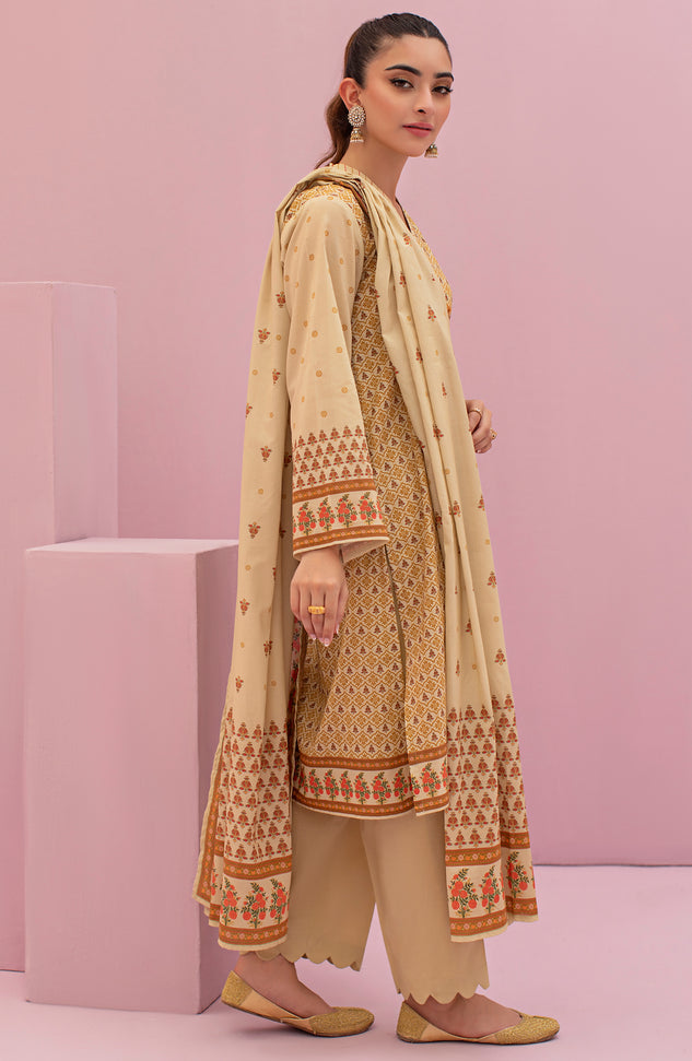 OTL-22-115/U BEIGE LAWN  UNSTITCHED SHIRT DUPATTA PANTS
